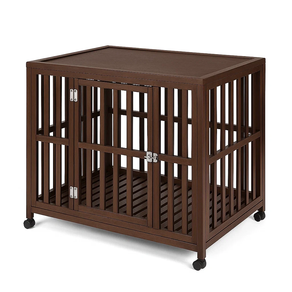 Holz-Hundekäfig mit Rollen Dunkelbraun-decorinspiredhub