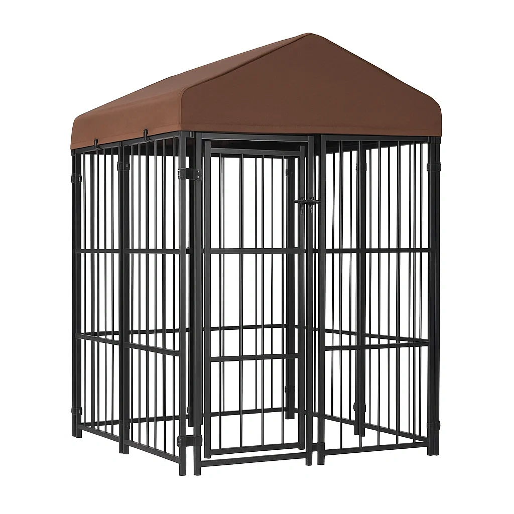 Metall-Hundezwinger mit Polyesterdach 122x122x180 cm-decorinspiredhub