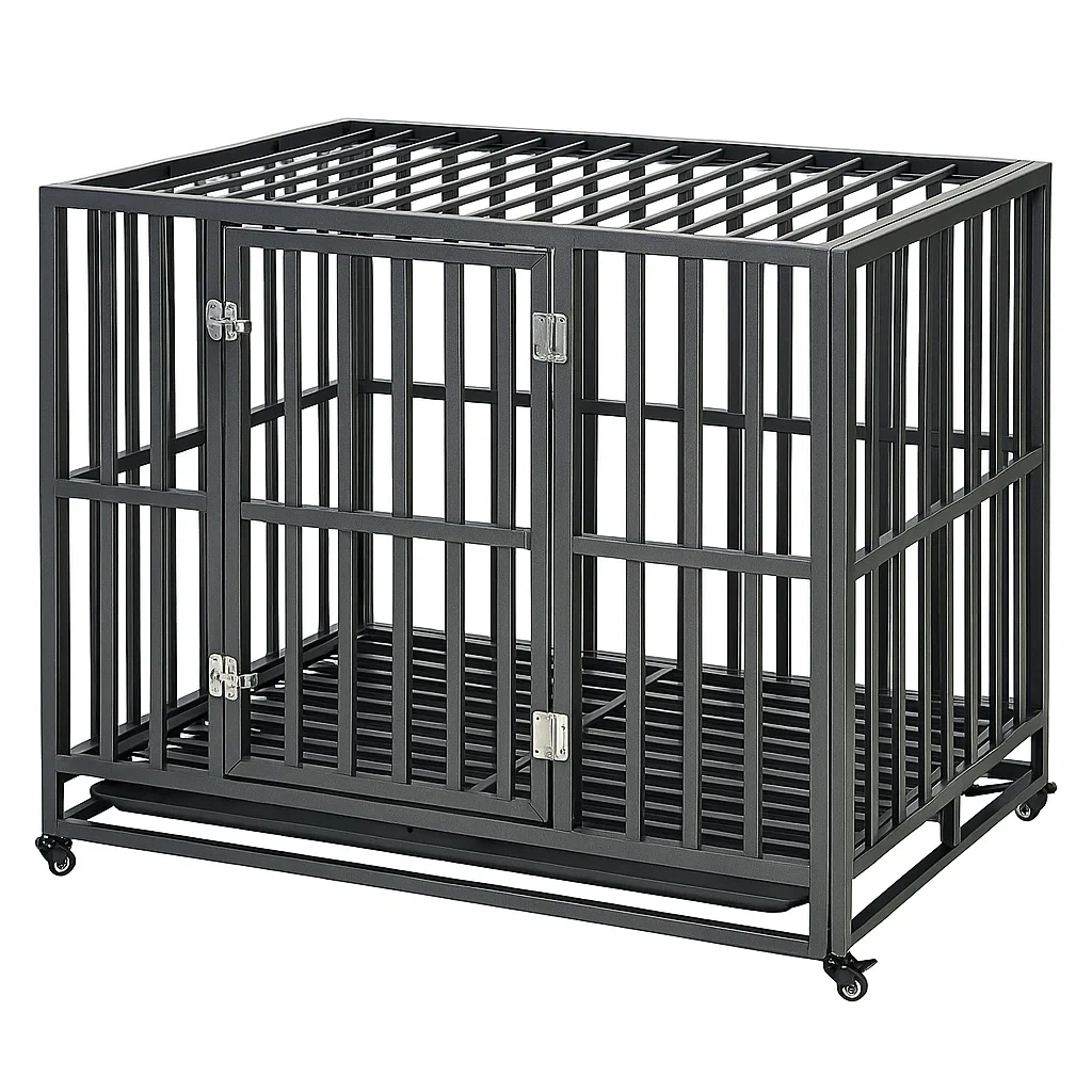 Stahl-Hundekäfig mit Rollen Schwarz 107x70x80cm-decorinspiredhub
