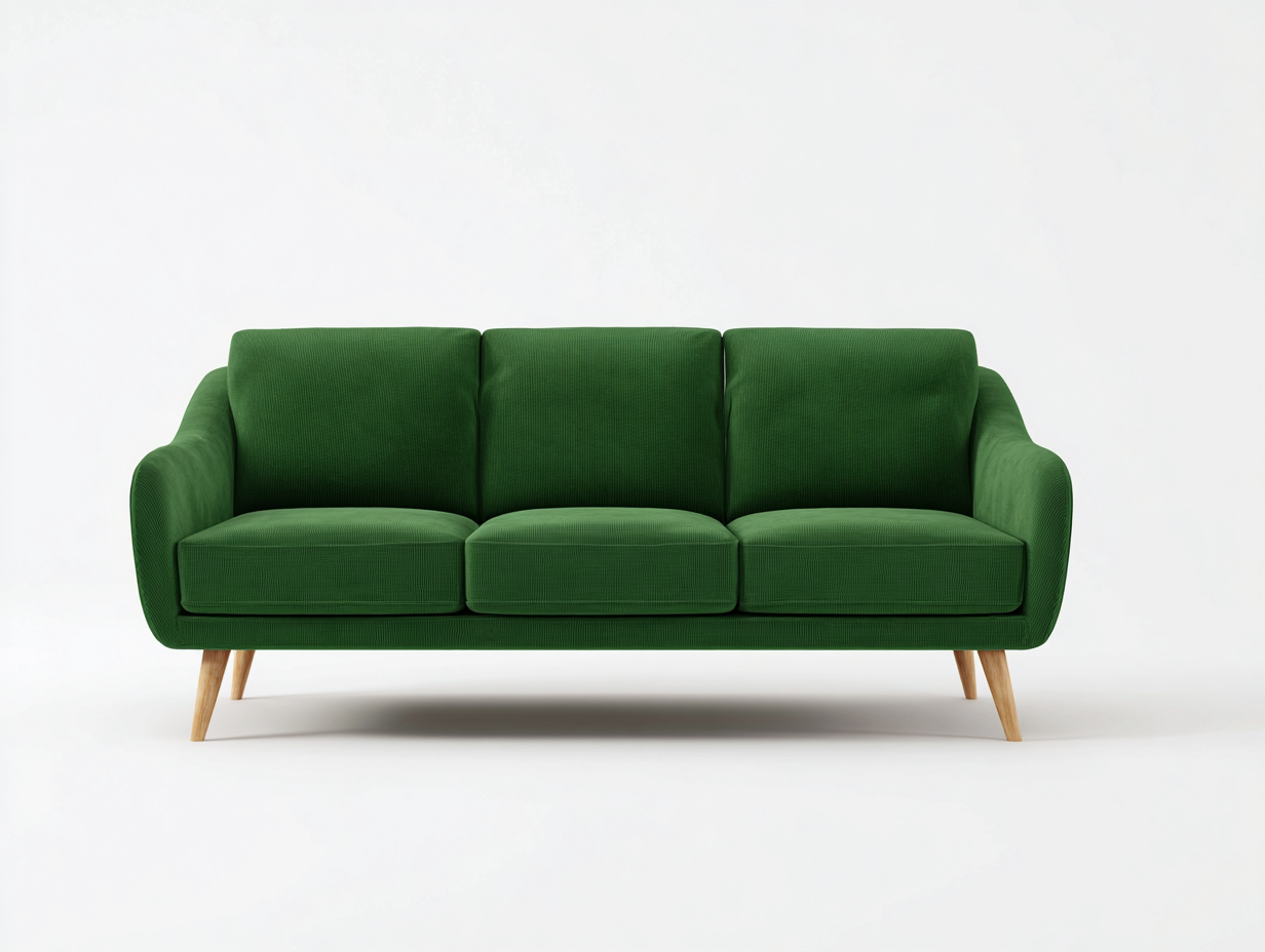 Gerades Sofa Stoff 200x85x80 cm - Grün - Dreisitzer - Weich gepolstert - Modernes Design für Wohnzimmer geeignet-Luxeupbay