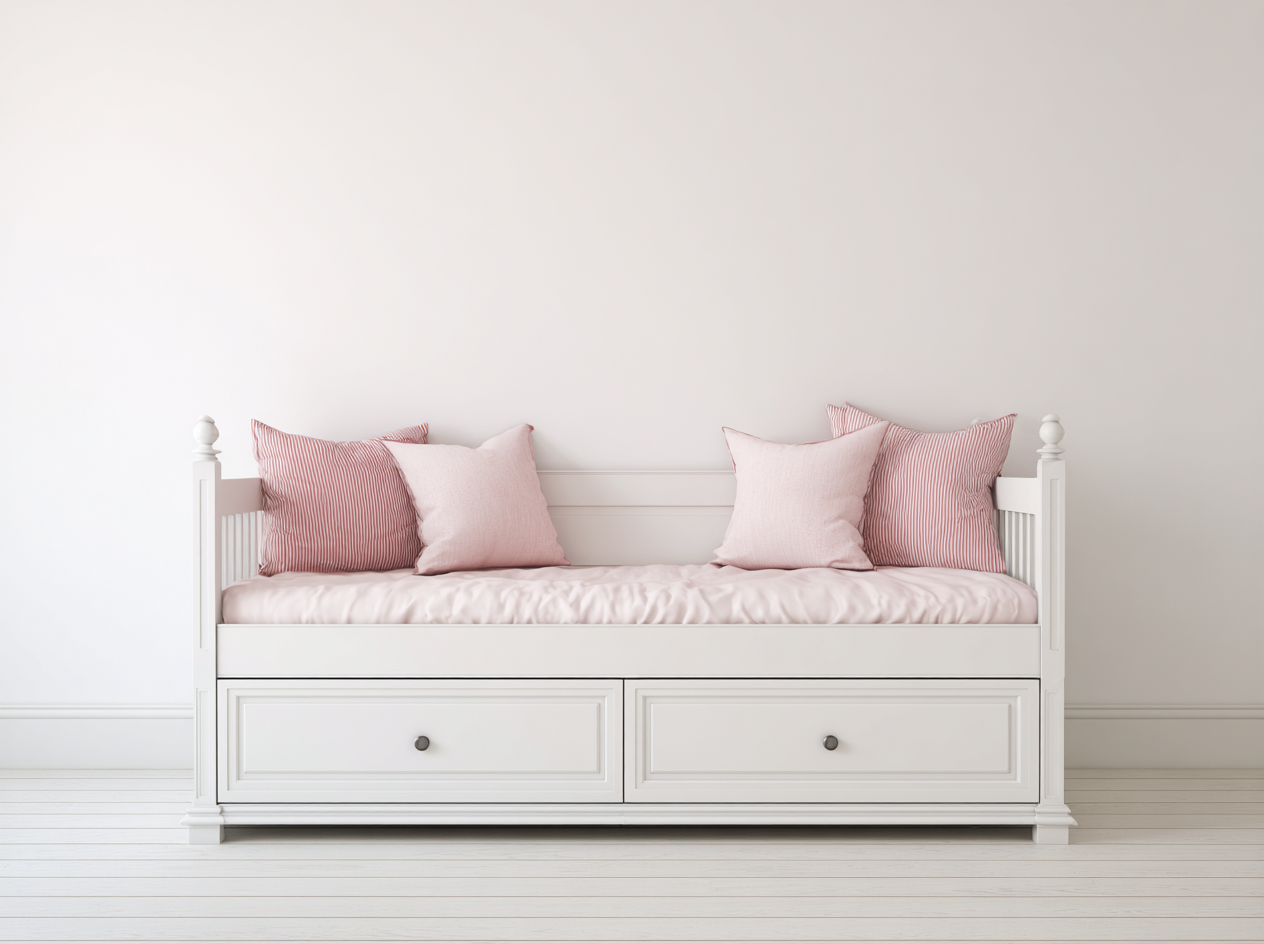 Schlafsofa Holz 200x90x80 cm - Weiß - Mit Stauraum Schubladen - Klassisches Design für Schlafzimmer geeignet-Luxeupbay