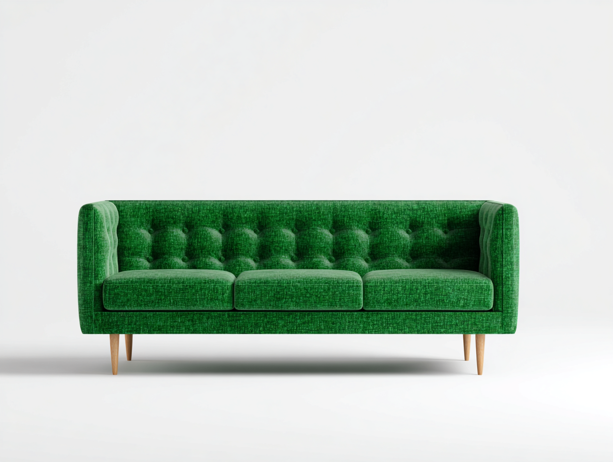 Gerades Sofa Stoff 210x85x75 cm - Grün - Gepolstert mit Knopfheftung - Modernes Design für Wohnzimmer geeignet-Luxeupbay