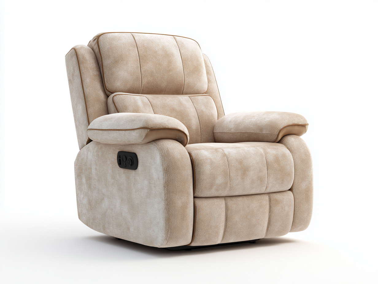 Liegesessel Stoff 98x92x105 cm - Beige - Elektrisch verstellbar - Komfortpolsterung - Modernes Design für Wohnzimmer geeignet-Luxeupbay