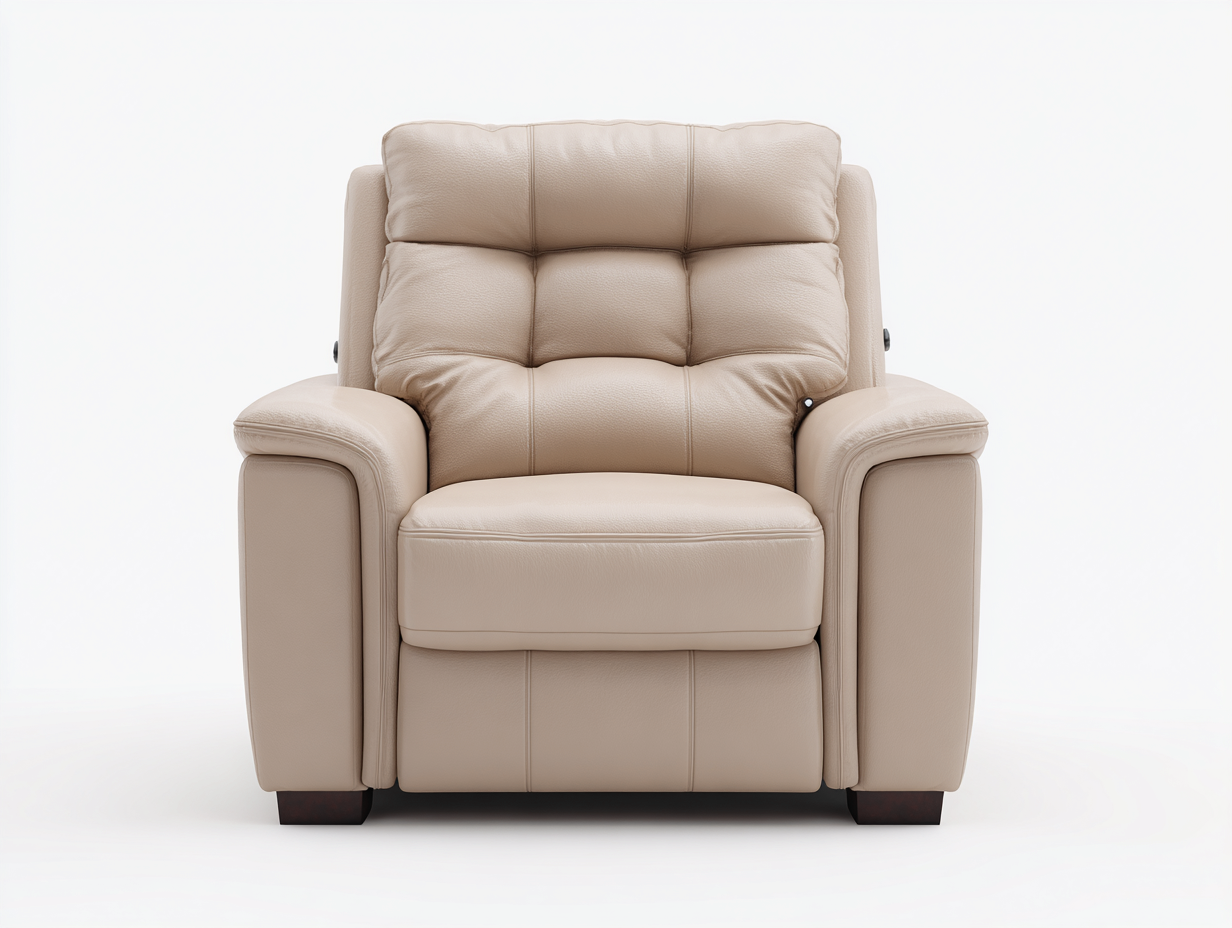 Liegesessel Kunstleder 90x95x105 cm - Beige - Verstellbar - Gepolstert - Komfortdesign für Wohnzimmer geeignet-Luxeupbay