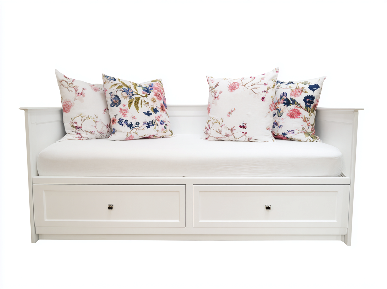 Schlafsofa Holzwerkstoff mit 2 Schubladen 200x90x80 cm - Weiß - Klassisches Design für Schlafzimmer-Luxeupbay