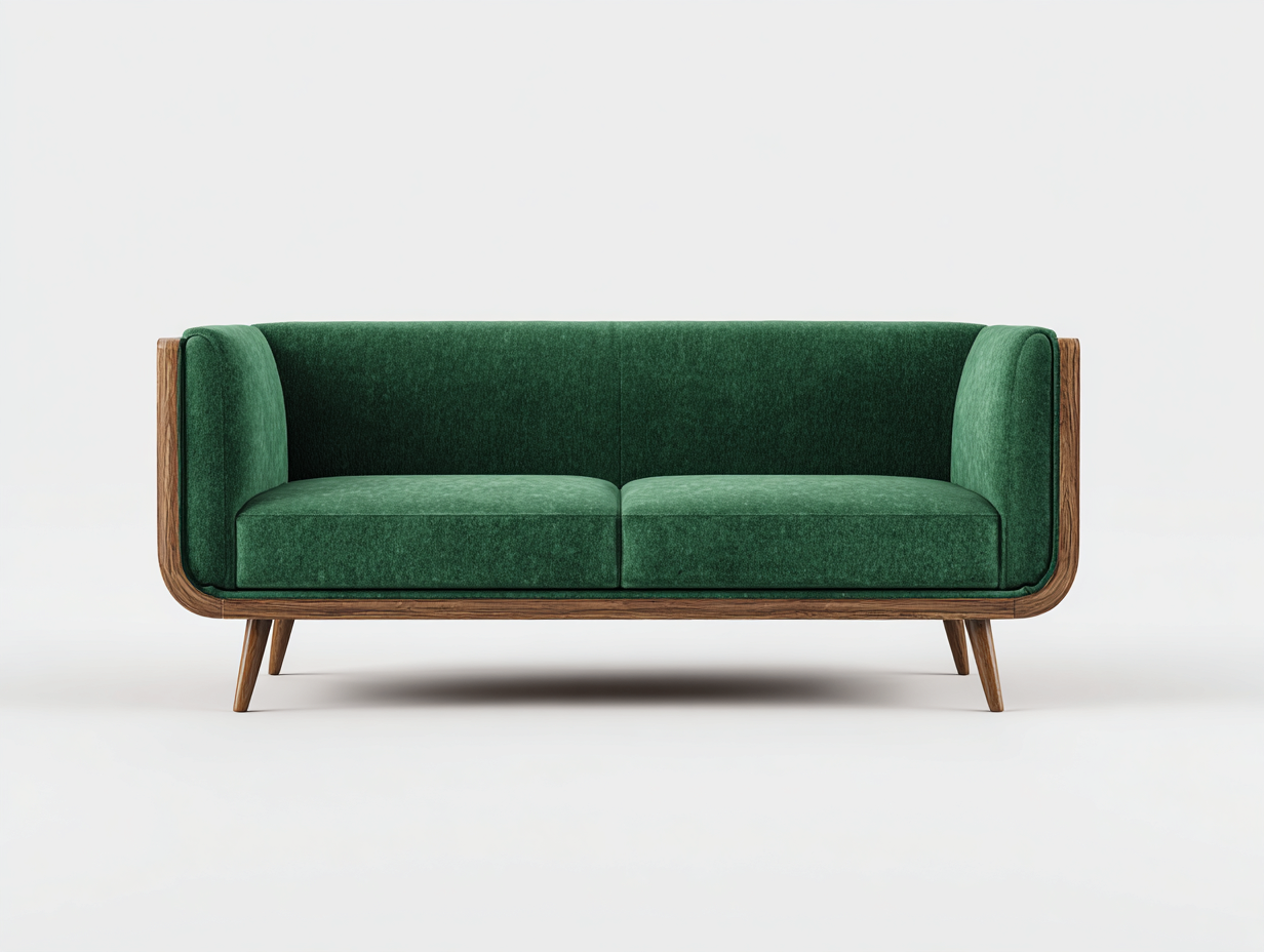 Gerades Sofa Stoff Holz 200x80x75 cm - Grün - Gepolstert mit Holzrahmen - Modernes Design für Wohnzimmer geeignet-Luxeupbay