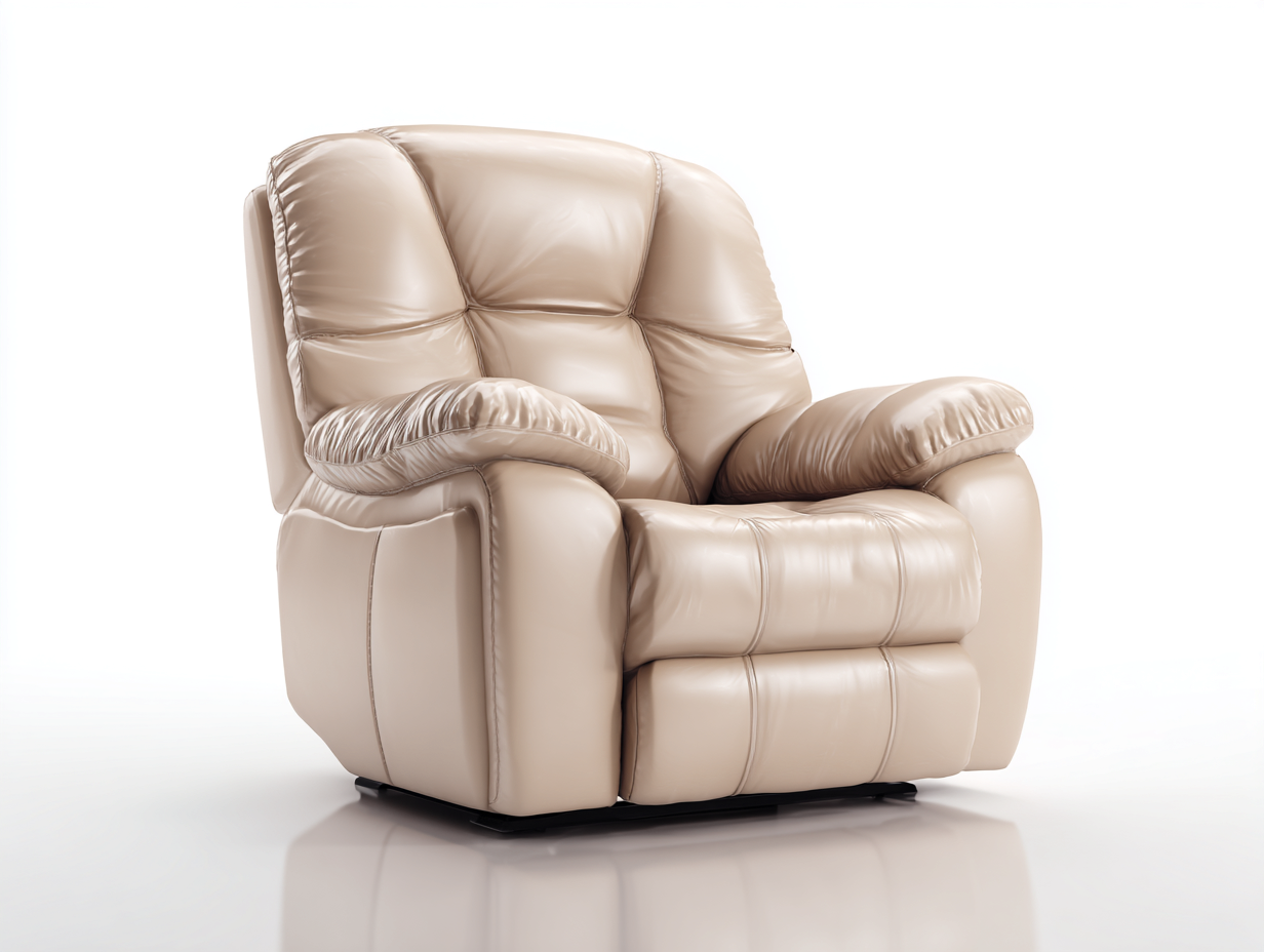 Liegesessel Kunstleder 92x98x105 cm - Beige - Verstellbar - Gepolstert - Komfortdesign für Wohnzimmer geeignet-Luxeupbay