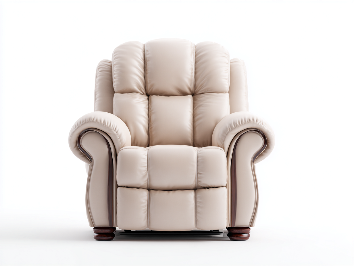 Liegesessel Kunstleder 100x95x105 cm - Beige - Verstellbar - Komfortpolsterung - Klassisches Design für Wohnzimmer geeignet-Luxeupbay