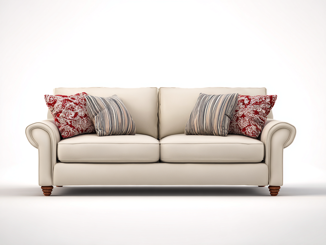 Gerades Sofa Kunstleder Holzbeine 200x90x85 cm - Beige - Klassisches Design für Wohnzimmer-Luxeupbay