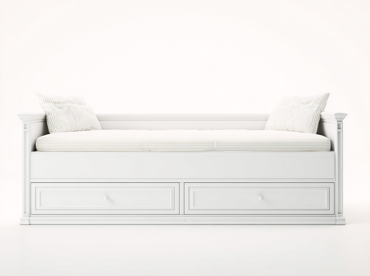 Schlafsofa Holzwerkstoff mit 2 Schubladen 200x90x80 cm - Weiß - Klassisches Design für Schlafzimmer-Luxeupbay