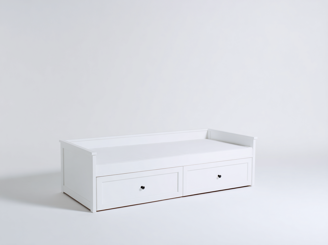 Schlafsofa Holzwerkstoff mit 2 Schubladen 200x90x75 cm - Weiß - Multifunktionales Design für Schlafzimmer-Luxeupbay