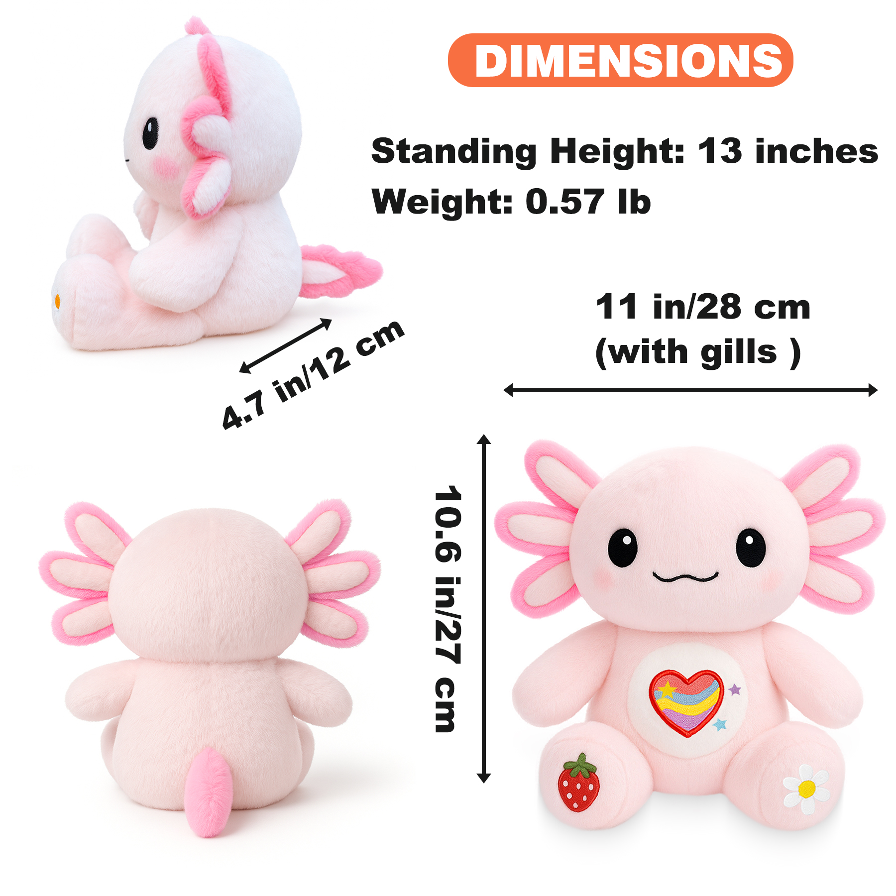 KUMANEKO Axolotl Plush with 9 Pcs Clothes and Accessories, Dress Up Stuffed Animal Plush Toy, Pink or Blue Axolotl Gift for Girls Ages 3 to 12