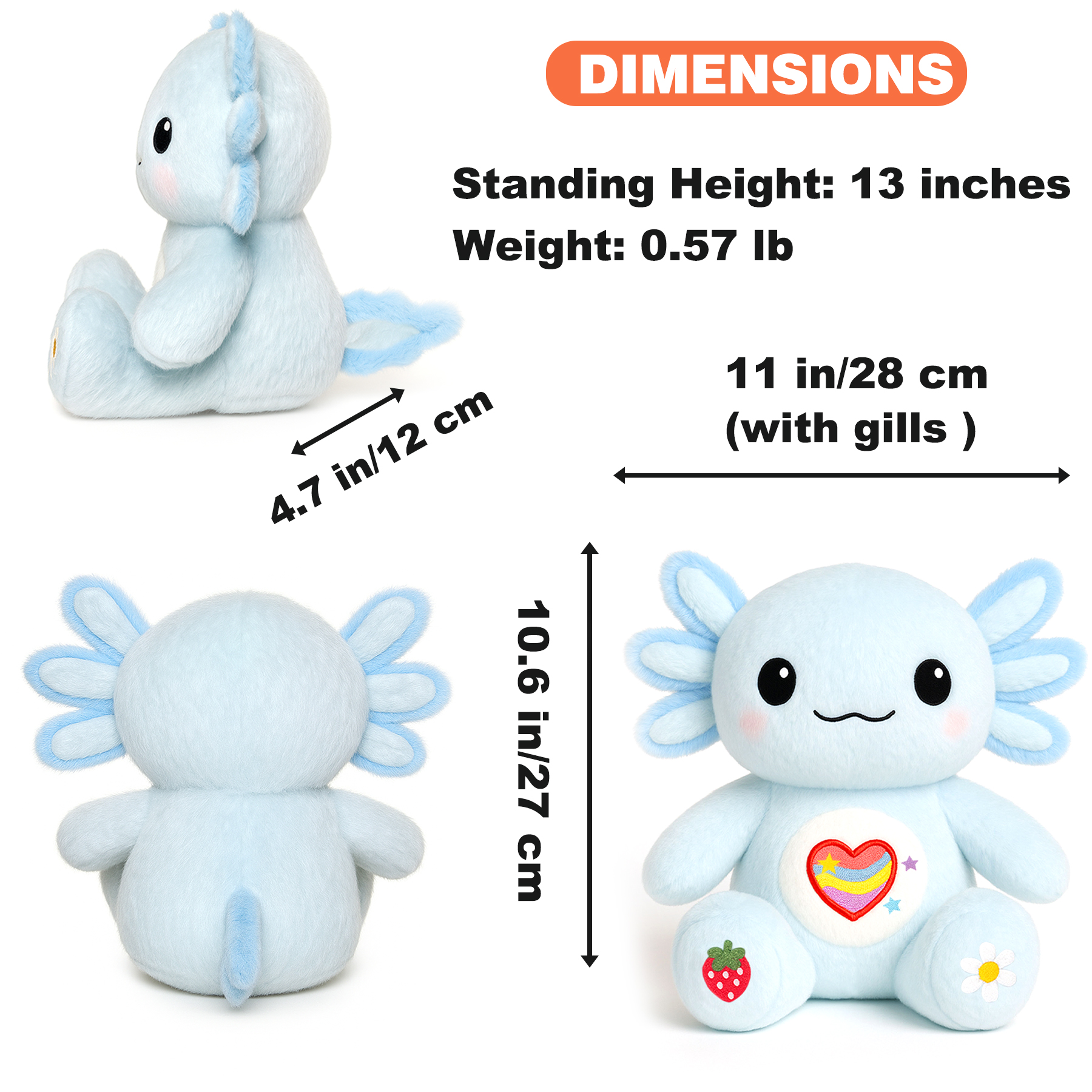 KUMANEKO Axolotl Plush with 9 Pcs Clothes and Accessories, Dress Up Stuffed Animal Plush Toy, Pink or Blue Axolotl Gift for Girls Ages 3 to 12
