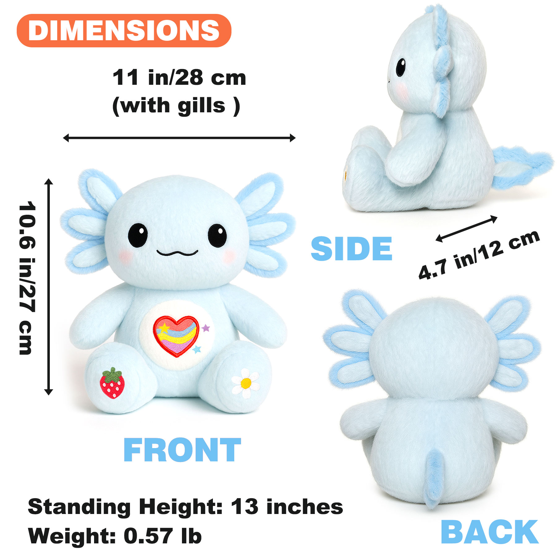 KUMANEKO Cute Axolotl Plush Gift Set with 12 Pcs Axolotl Stuffed Animal Clothes & Accessories, 13-Inch Axolotl Toy, Birthday/Graduation Gifts for 3/4/5/6/7/8/9/10/11/12 Girls Kids