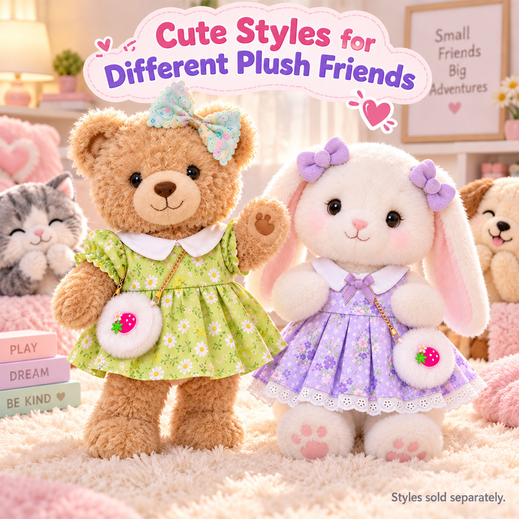 KUMANEKO Stuffed Animal Clothes & Accessories for 14-16 Inch Plush Toys