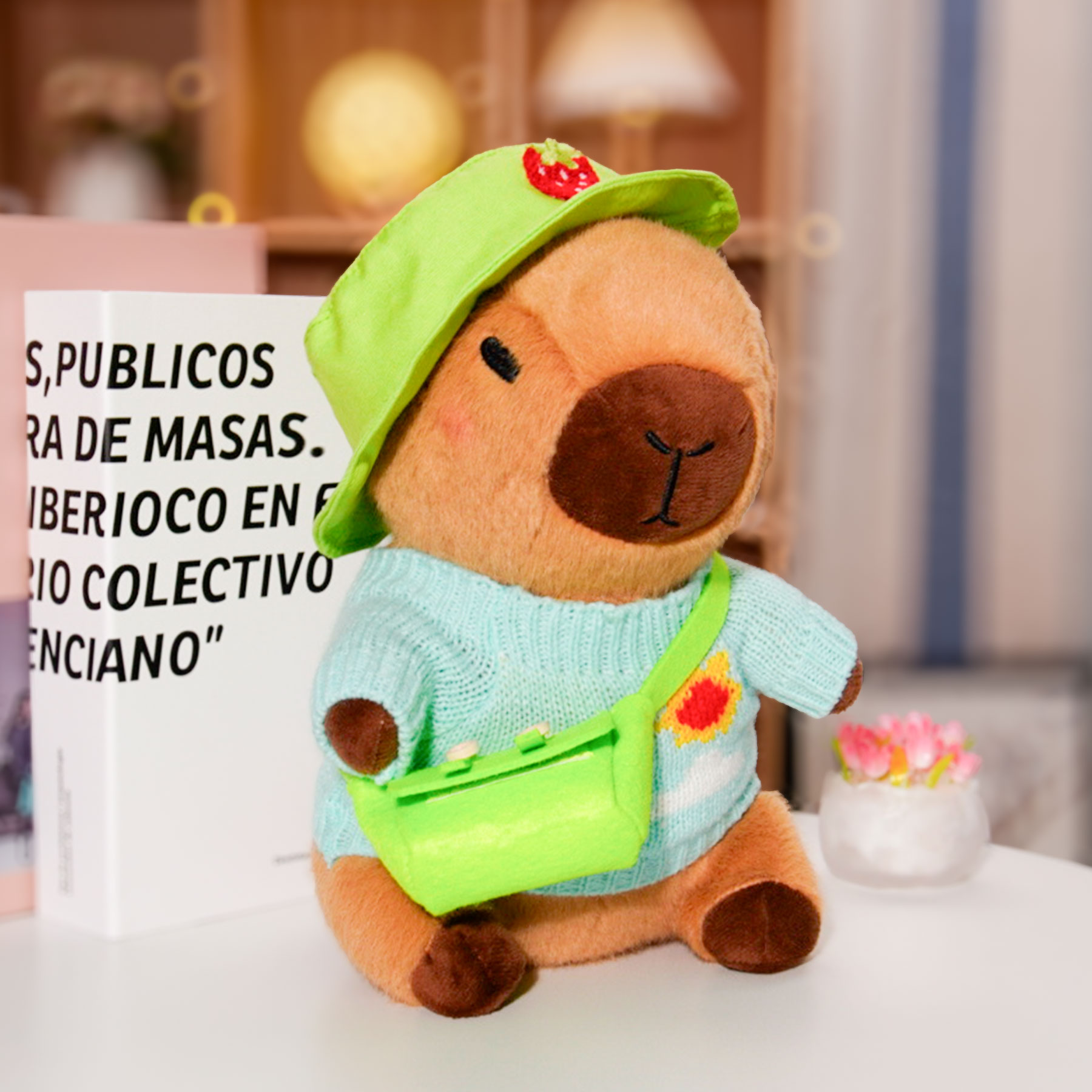 Capybara Plush Clothes & Accessories Set for 12 in Stuffed Animal, Dress Up Outfit Set with Hats, Sweaters, Dresses and Bags, Cowboy or Bee Style Plush Toy Clothes