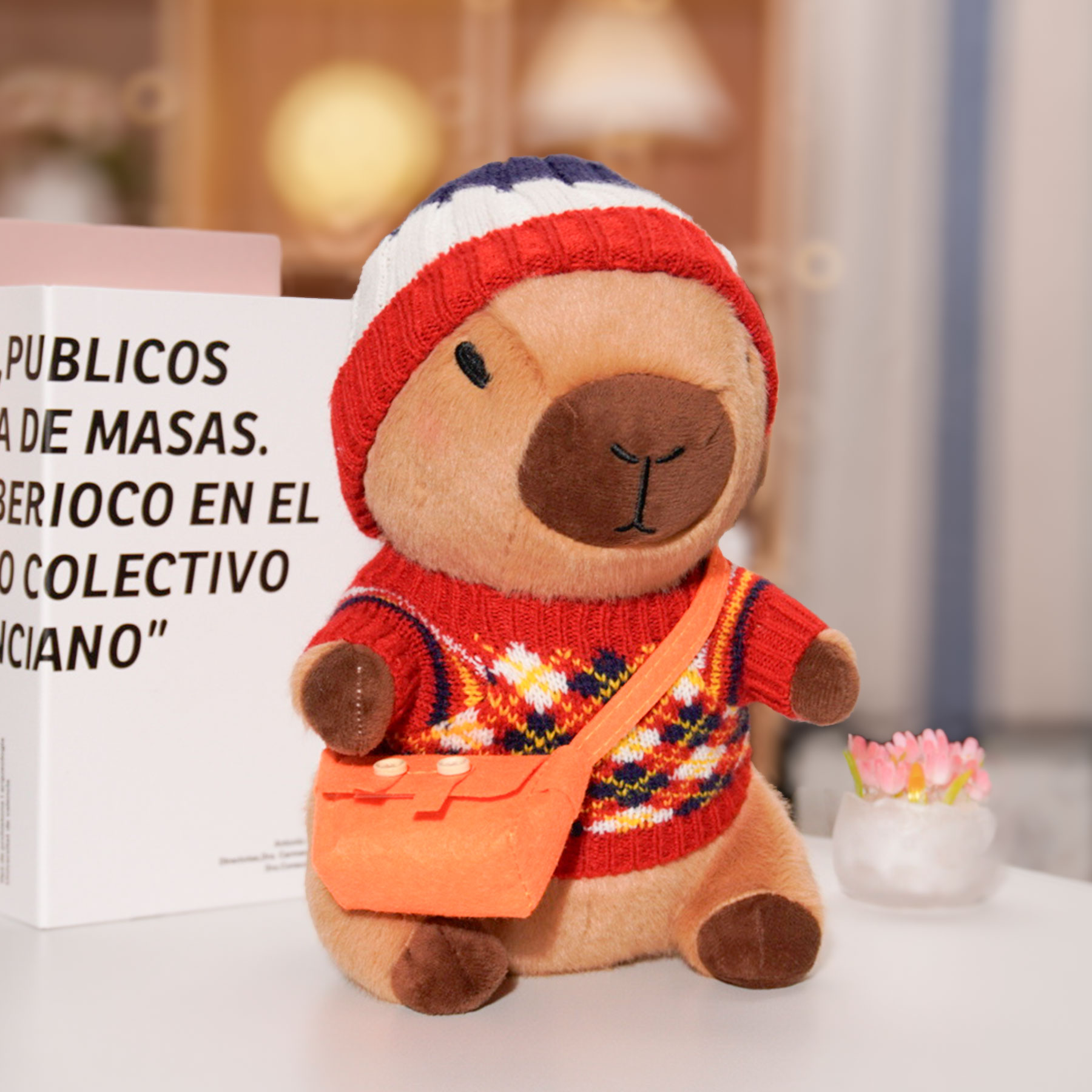 Capybara Plush Clothes & Accessories Set for 12 in Stuffed Animal, Dress Up Outfit Set with Hats, Sweaters, Dresses and Bags, Cowboy or Bee Style Plush Toy Clothes
