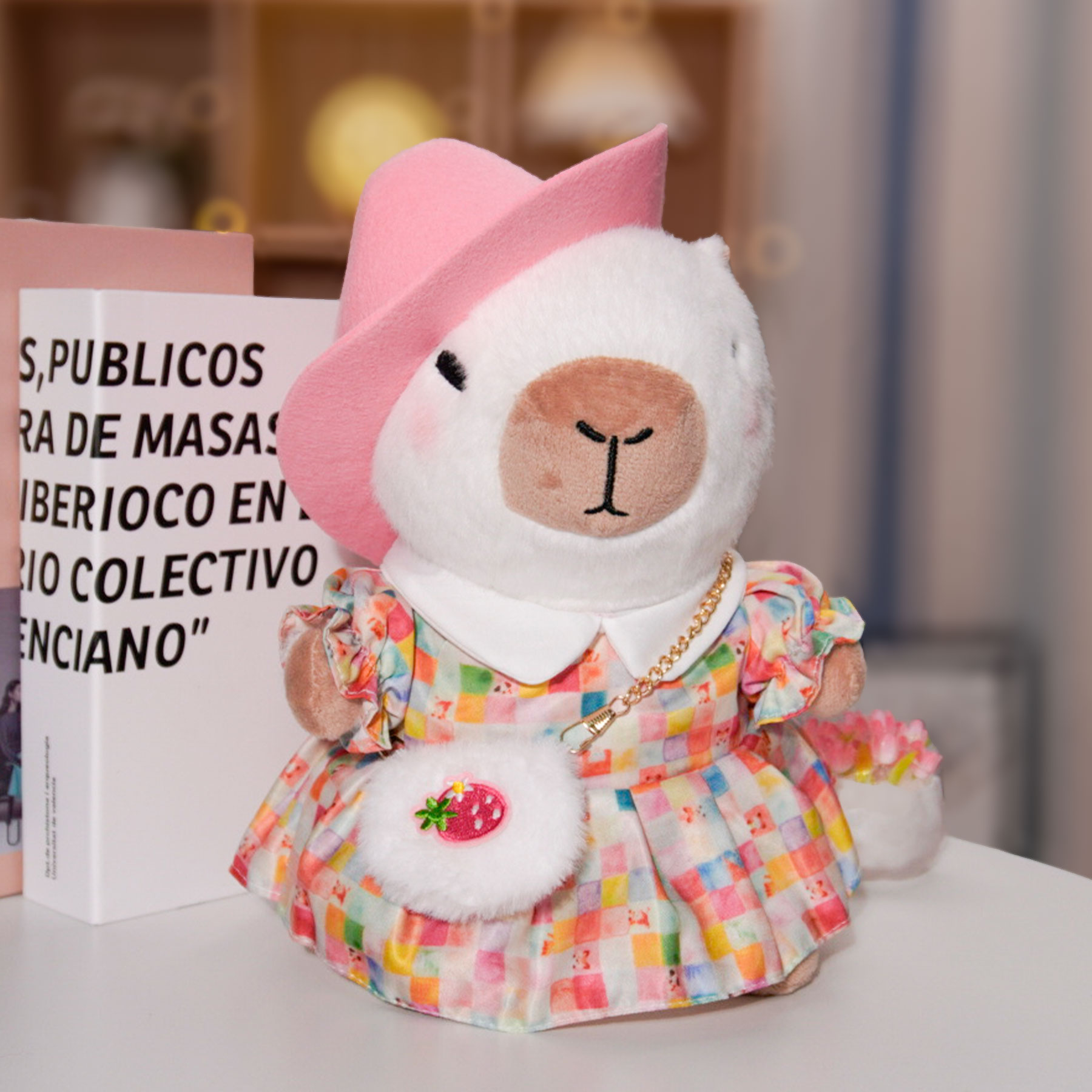 Capybara Plush Clothes & Accessories Set for 12 in Stuffed Animal, Dress Up Outfit Set with Hats, Sweaters, Dresses and Bags, Cowboy or Bee Style Plush Toy Clothes