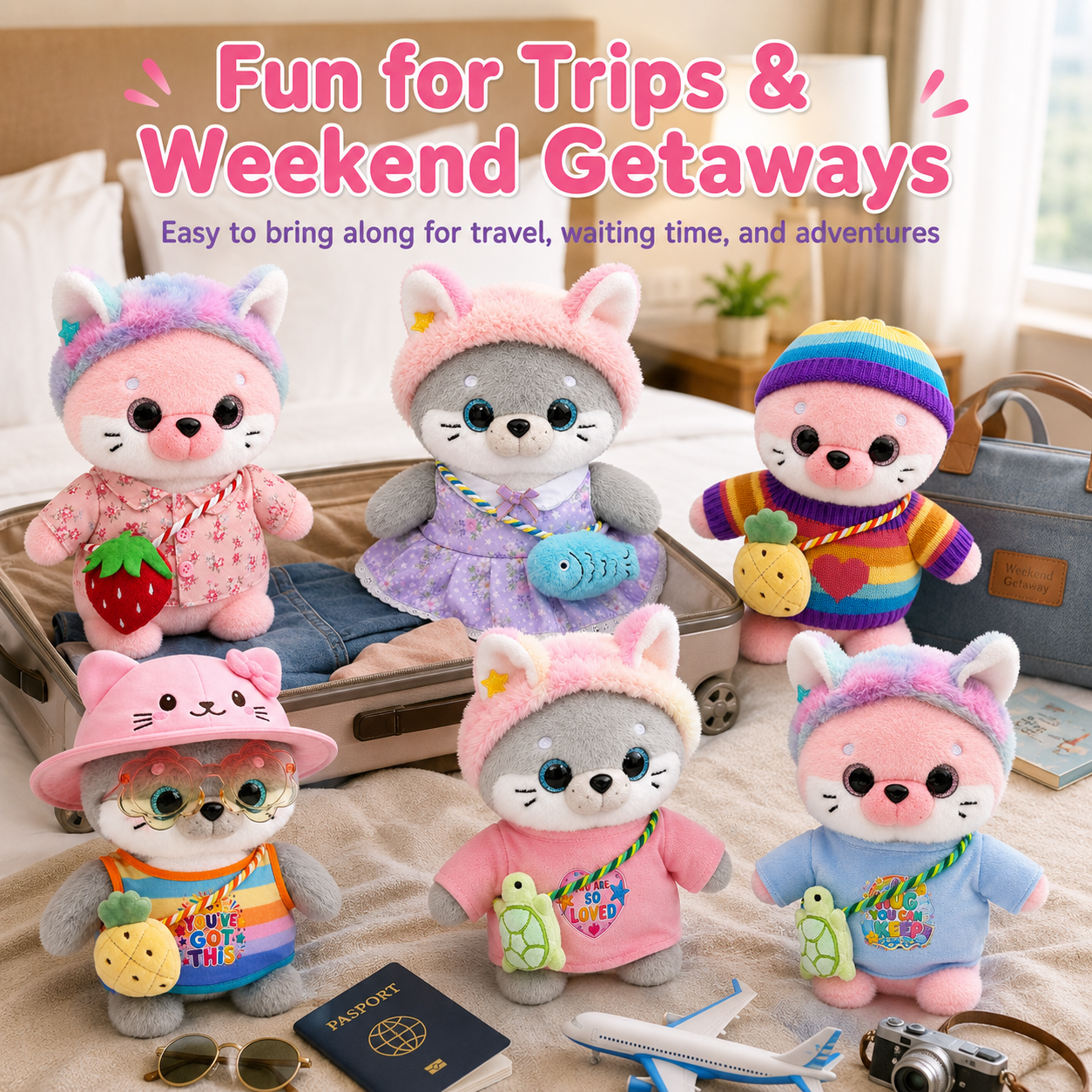 25cm Dress-Up Seal Plush Toy with Removable Clothes and Bags, 6 Styles Stuffed Animal with Hats, Sweaters, Dresses and Accessories, Cute Plush Gift for Birthday, Christmas and Room Decor