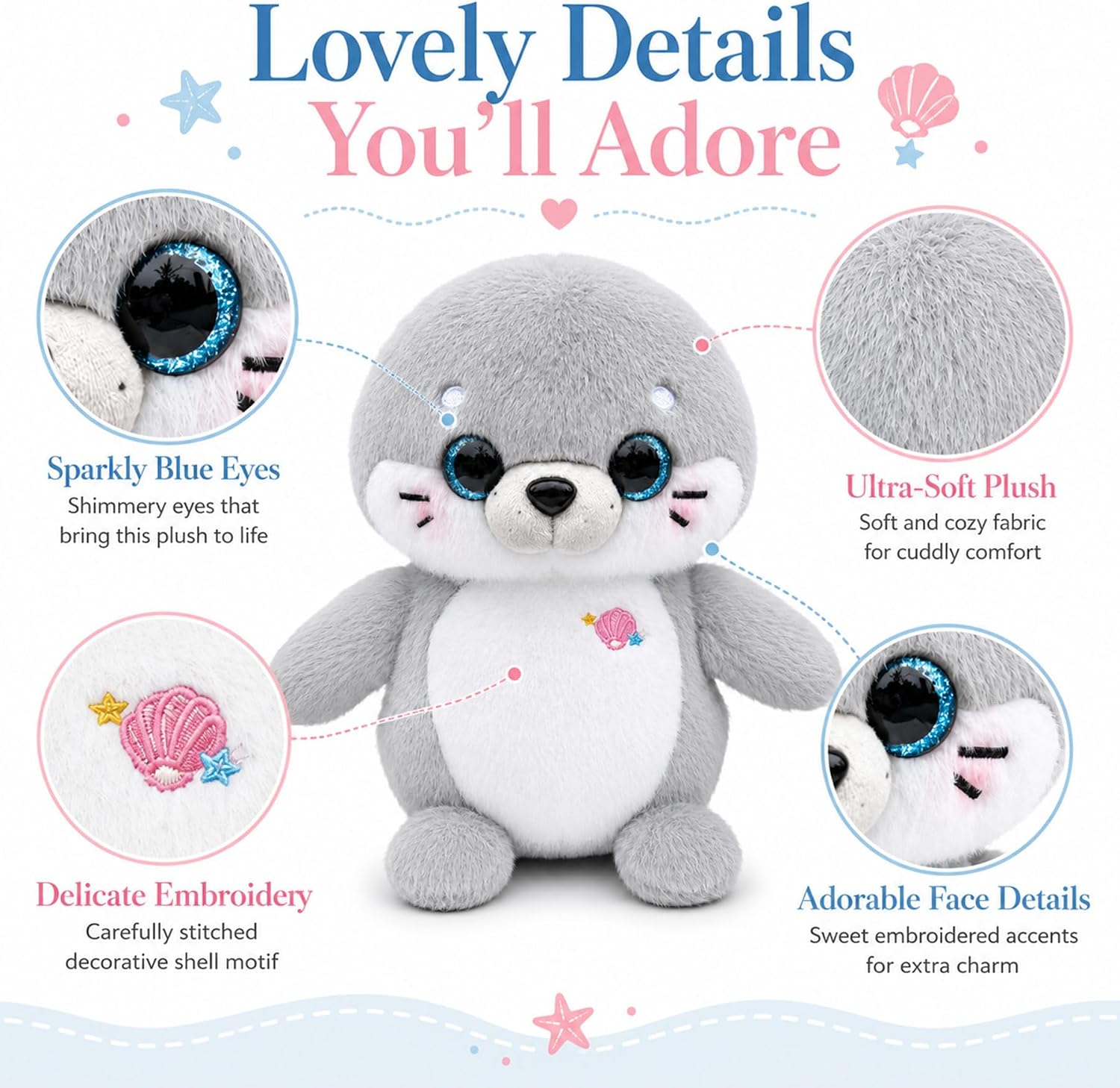 KUMANEKO 10-Inch Seal Plush Dress-Up Gift Set with 8 Accessories