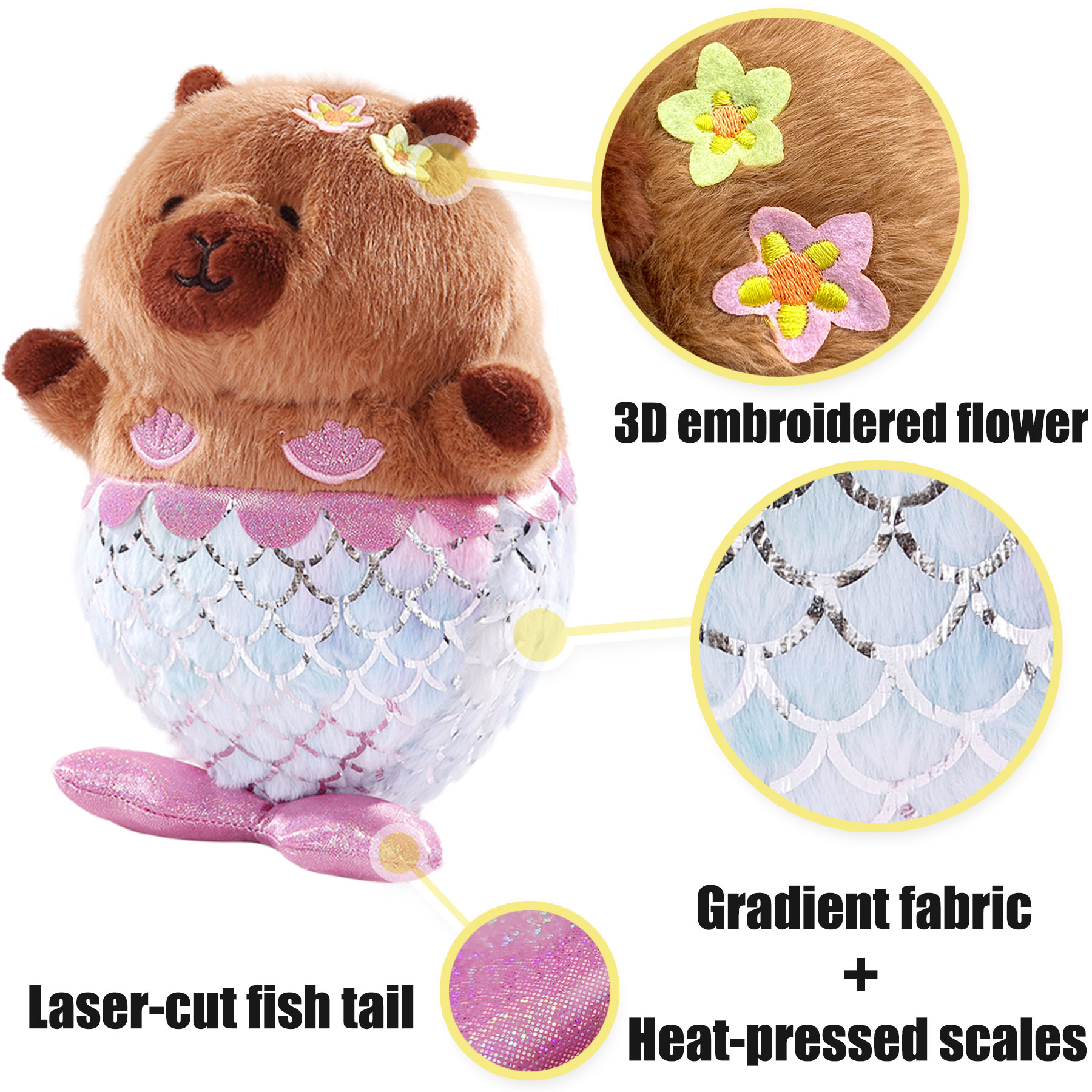 KUMANEKO Capybara Plush,12 in Capybara Stuffed Animals for Girls, Cute Capybara Plush Transform into Mermaid Stuffed Animal 