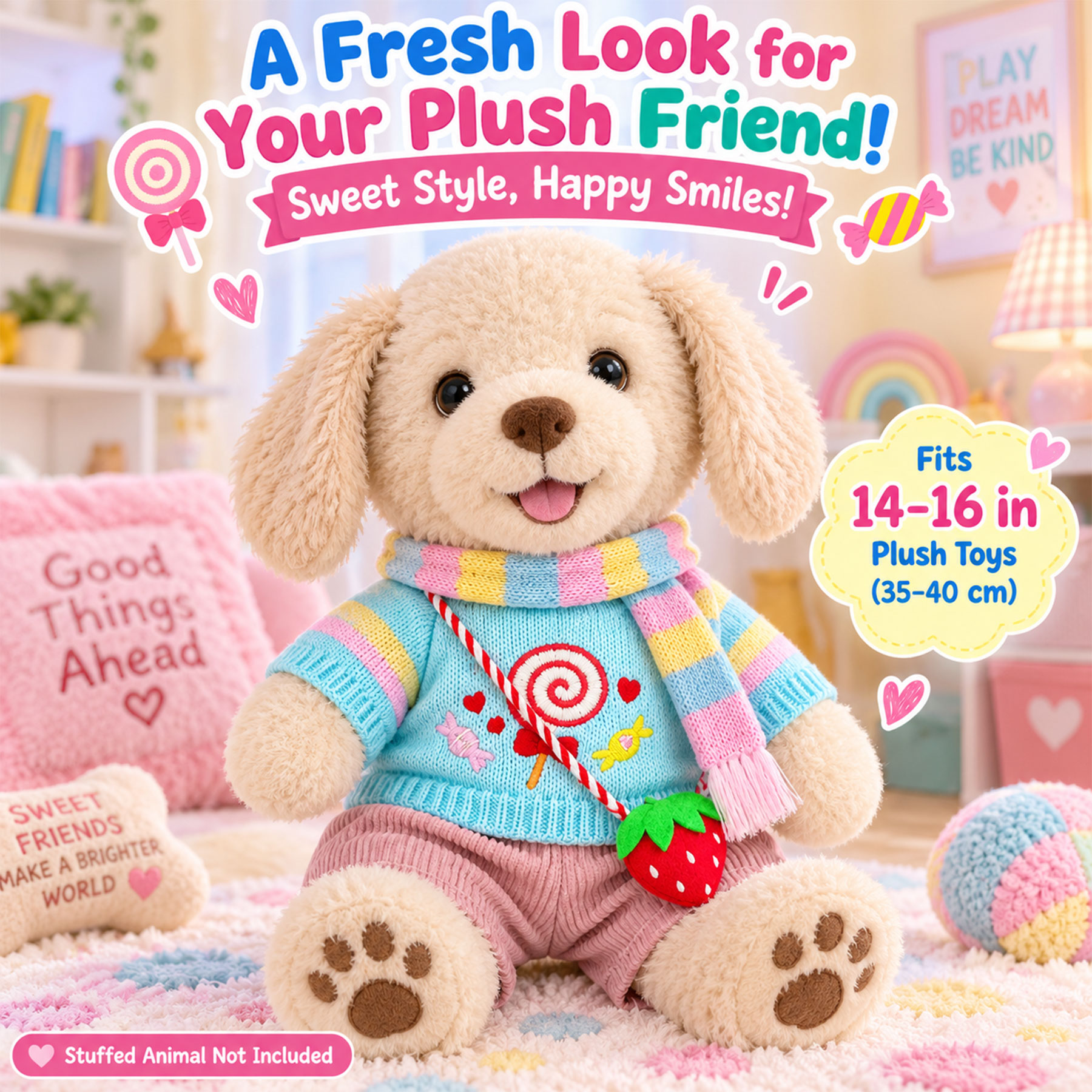 KUMANEKO Stuffed Animal Clothes & Accessories for 14-16 Inch Plush Toys