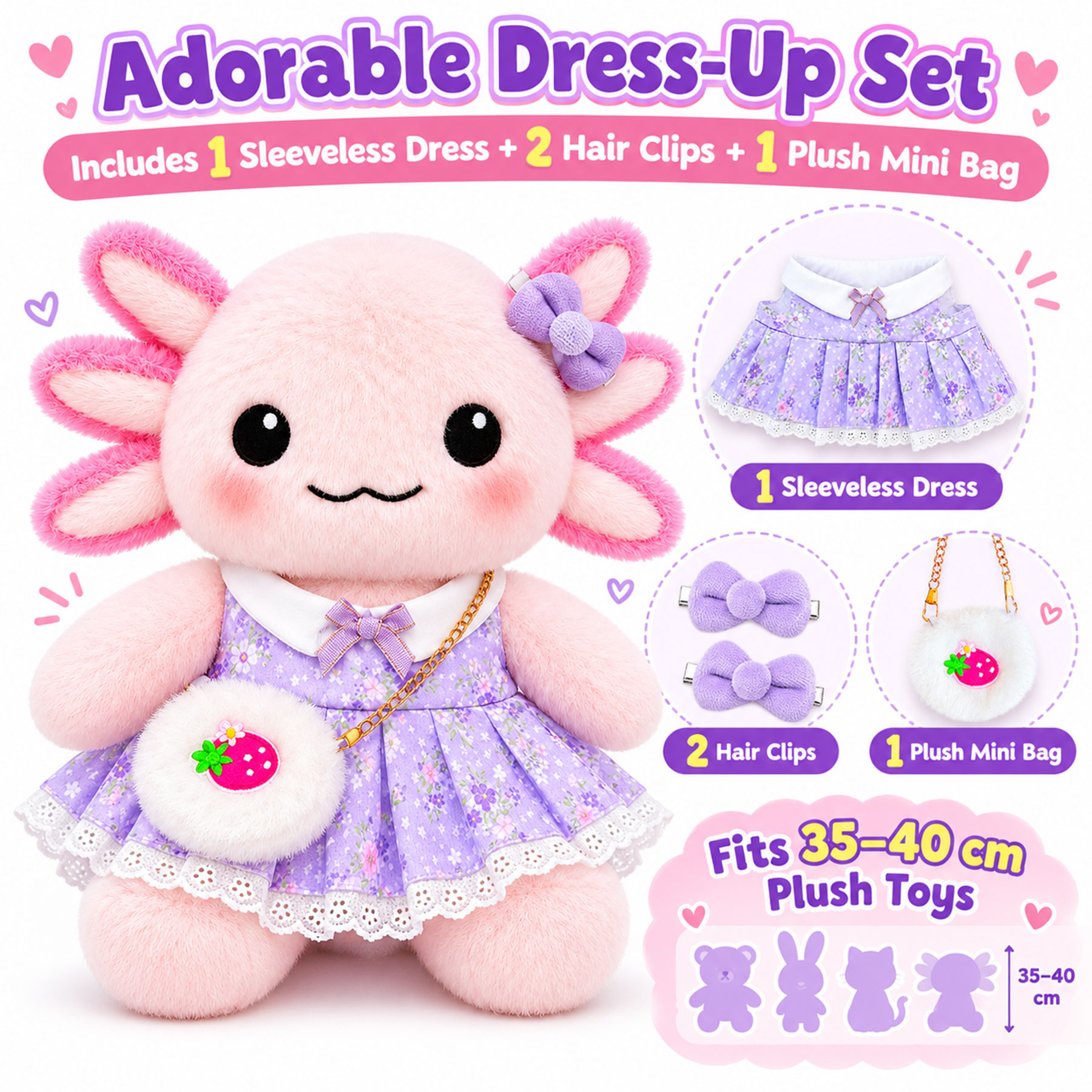 KUMANEKO Stuffed Animal Clothes & Accessories for 14-16 Inch Plush Toys