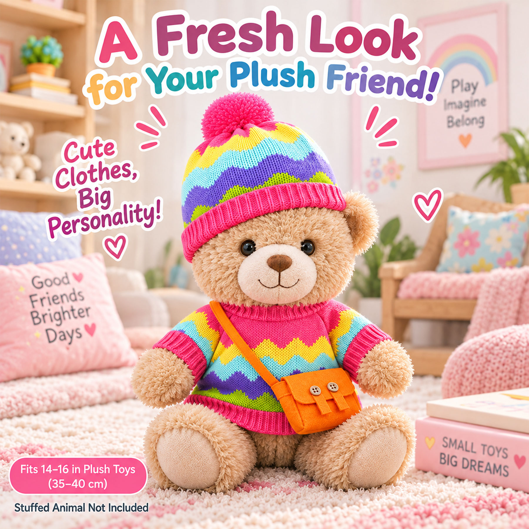 KUMANEKO Stuffed Animal Clothes & Accessories for 14-16 Inch Plush Toys