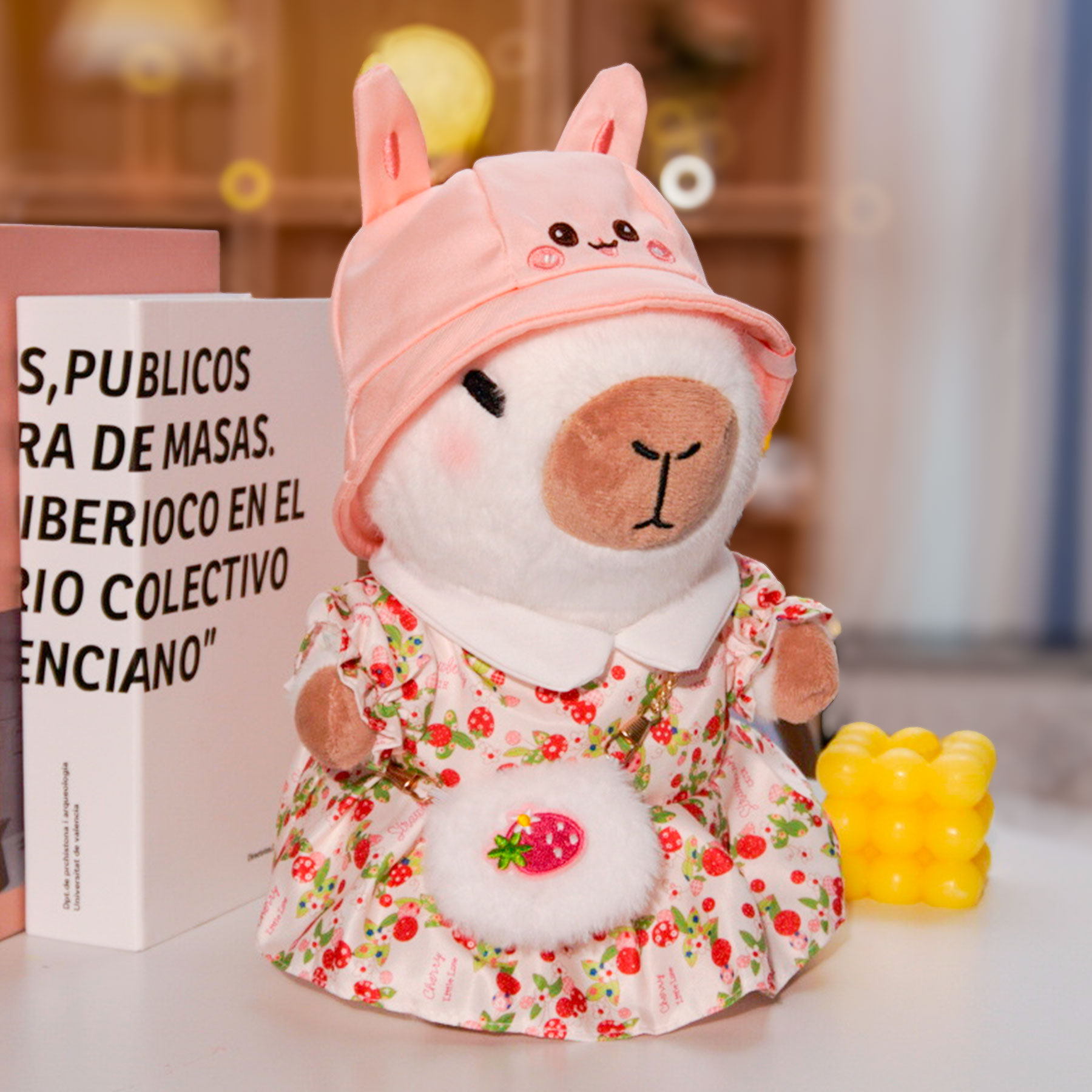 Capybara Plush Clothes & Accessories Set for 12 in Stuffed Animal, Dress Up Outfit Set with Hats, Sweaters, Dresses and Bags, Cowboy or Bee Style Plush Toy Clothes
