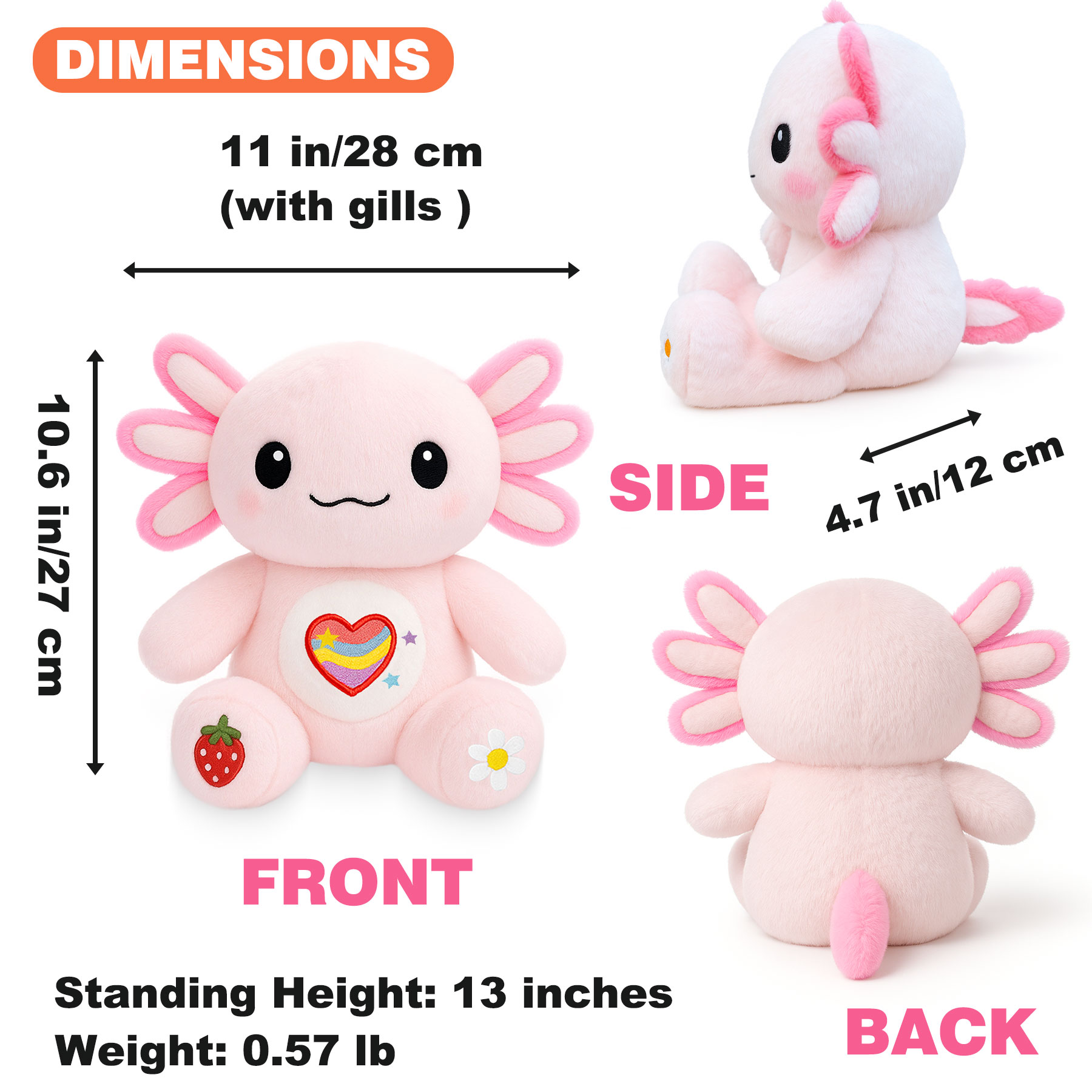 KUMANEKO Cute Axolotl Plush Gift Set with 12 Pcs Axolotl Stuffed Animal Clothes & Accessories, 13-Inch Axolotl Toy, Birthday/Graduation Gifts for 3/4/5/6/7/8/9/10/11/12 Girls Kids