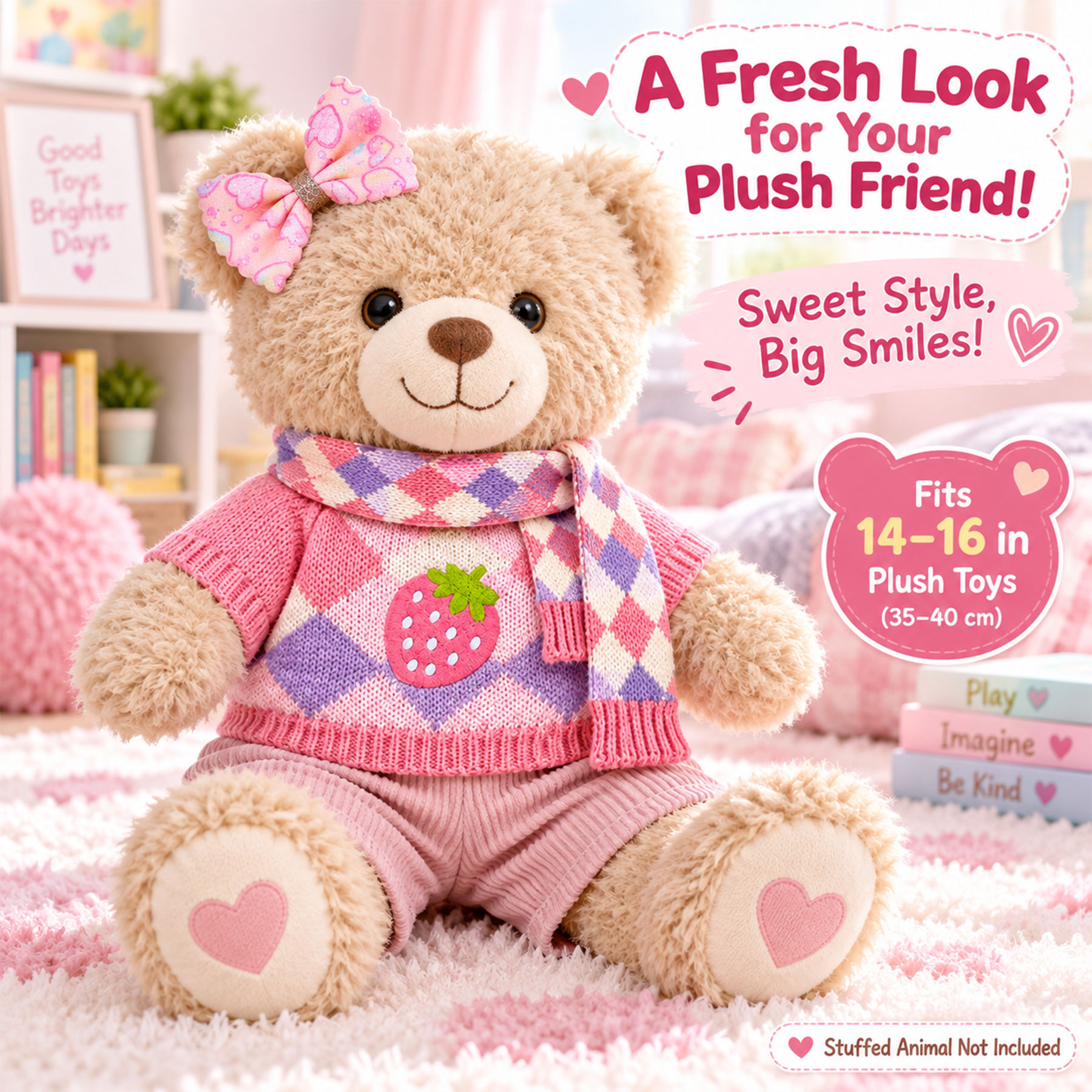 KUMANEKO Stuffed Animal Clothes & Accessories for 14-16 Inch Plush Toys