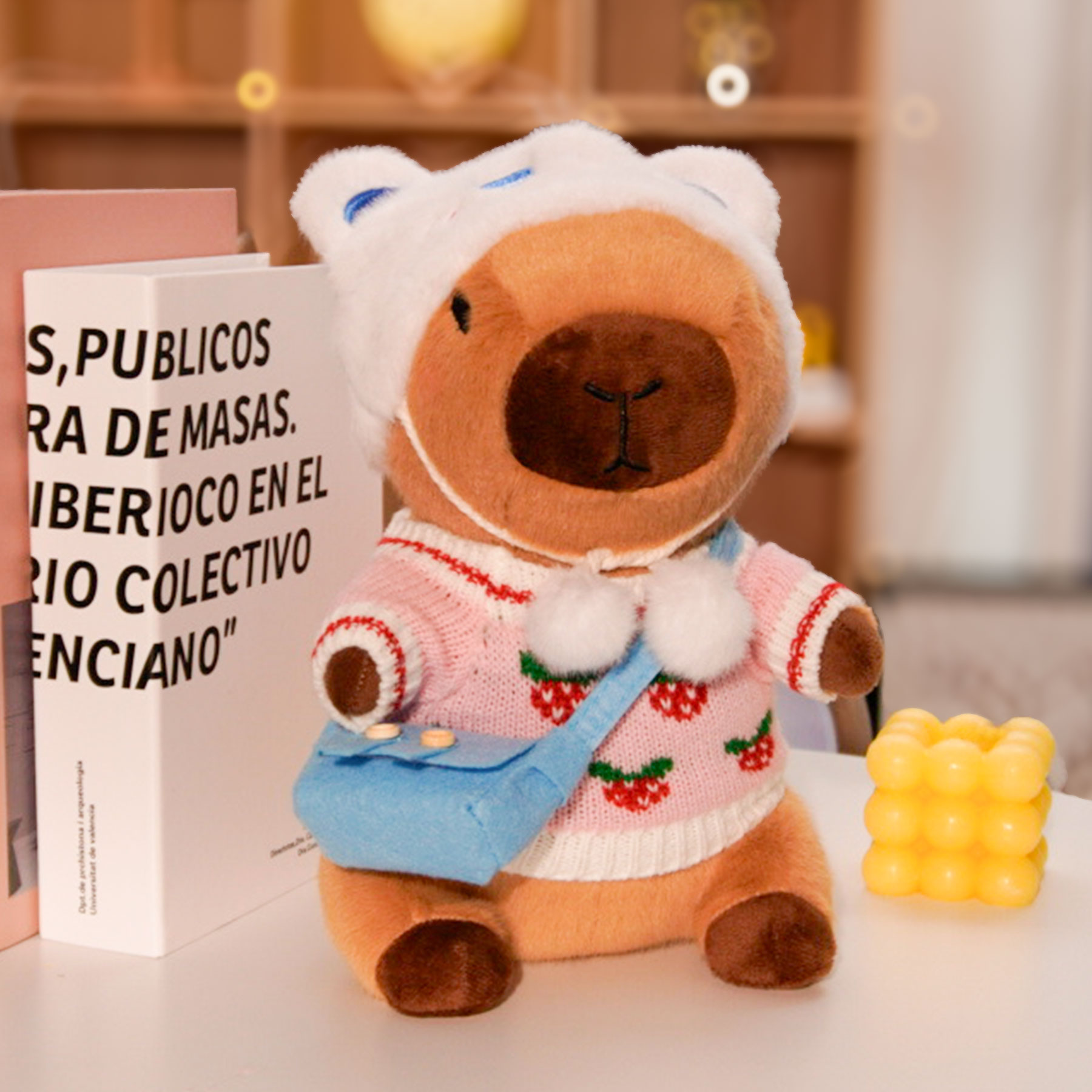 Capybara Plush Clothes & Accessories Set for 12 in Stuffed Animal, Dress Up Outfit Set with Hats, Sweaters, Dresses and Bags, Cowboy or Bee Style Plush Toy Clothes