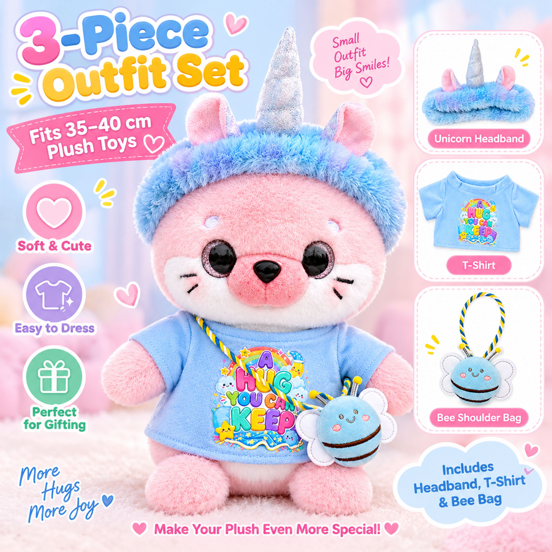 KUMANEKO Stuffed Animal Clothes & Accessories for 14-16 Inch Plush Toys