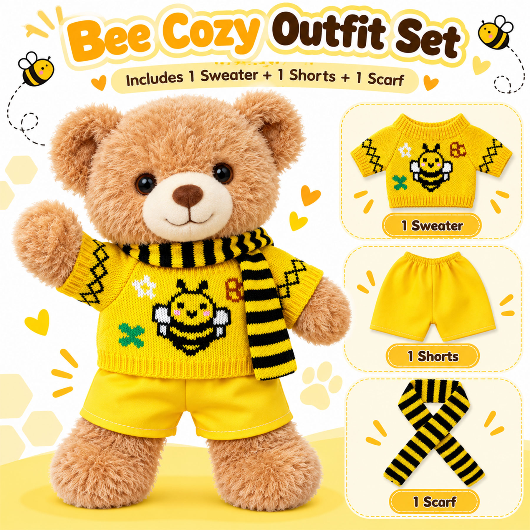 KUMANEKO Stuffed Animal Clothes & Accessories for 14-16 Inch Plush Toys