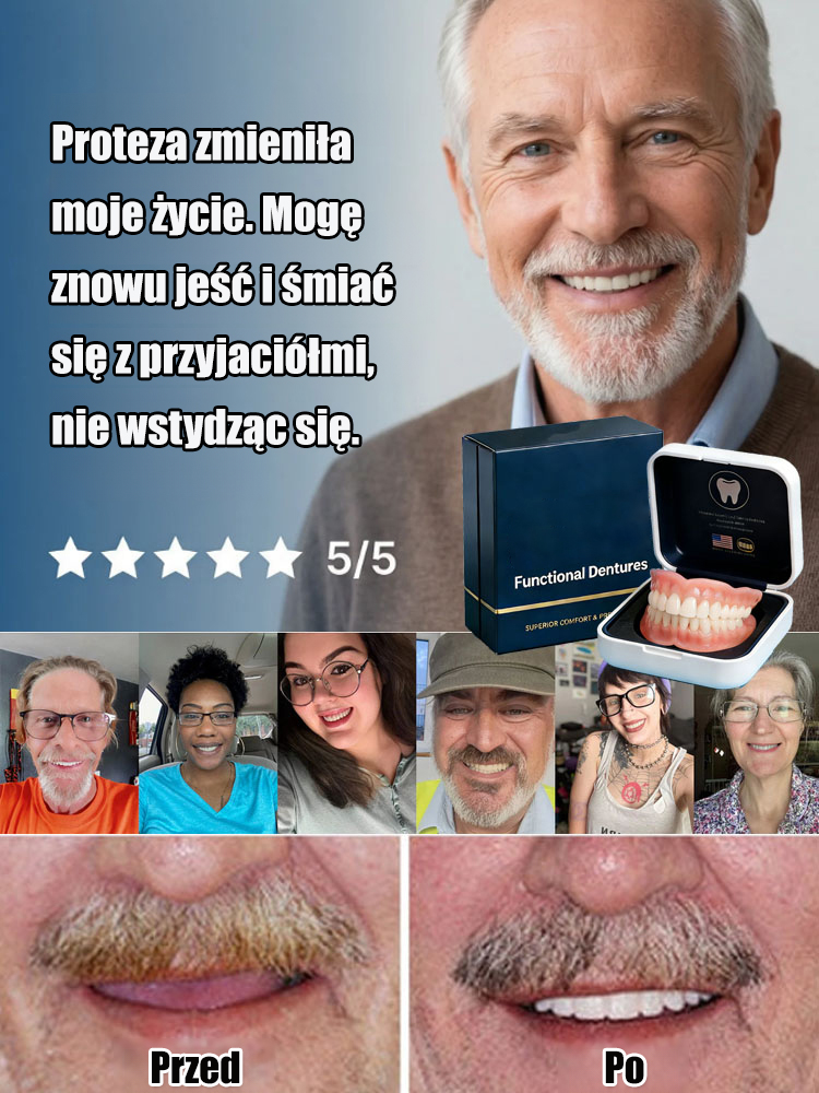 🦷Bestsellerowe naturalne, bezszwowe protezy biomimetyczne | Bez Kleju, Całkowicie Naturalna | Jedz i Śmiej Się Bez Bólu (Zestaw Góra+Dół)✨
