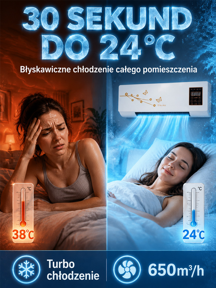 [Natychmiastowy nawiew] Domowy klimatyzator ścienny z dwoma wentylatorami🔥 Pożegnaj upały, przywitaj natychmiastowe lodowate orzeźwienie! 🔥