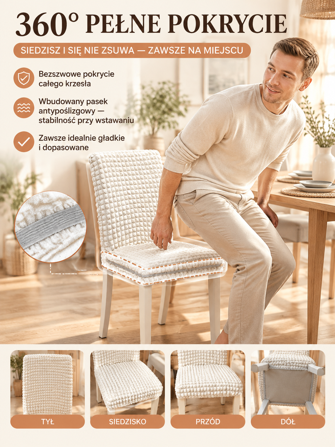 ✨【Bez potrzeby zmiany siedzenia】3D elastyczny pokrowiec na siedzenie| Antypoślizgowy & Odporny na Koty| Ochrona 360° dla Twoich Mebli✨