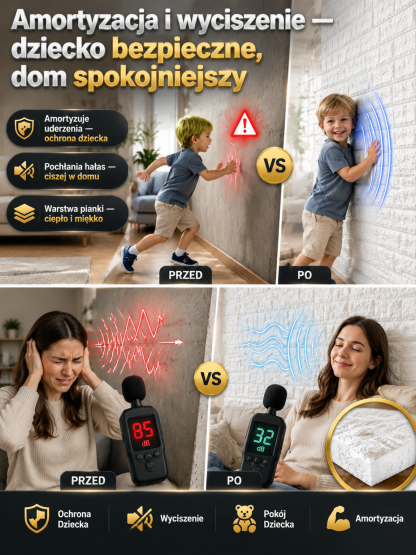 🧱 [Mega Promocja -50%] Samoprzylepne Panele Ścienne 3D Cegła • Wodoodporne i Zmywalne • Szybki Remont w 10 Minut!