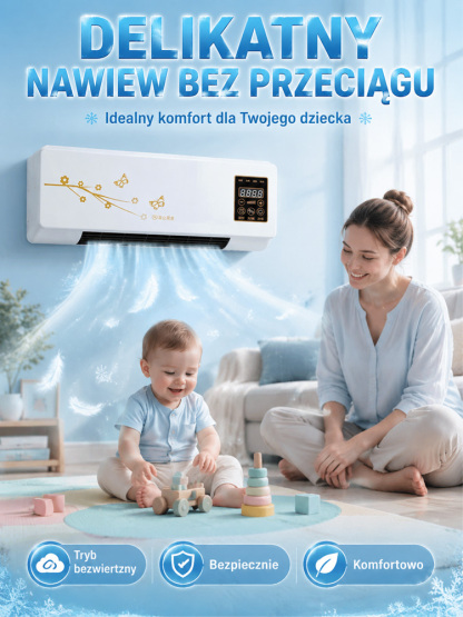 [Natychmiastowy nawiew] Domowy klimatyzator ścienny z dwoma wentylatorami🔥 Pożegnaj upały, przywitaj natychmiastowe lodowate orzeźwienie! 🔥