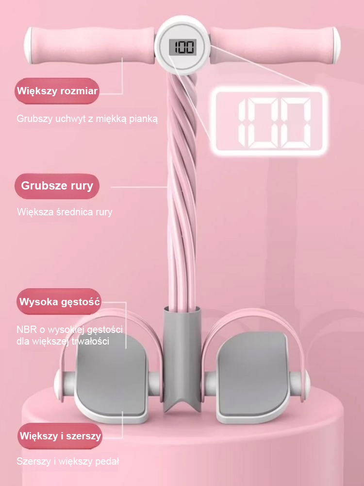 💪Uniwersalny pętla oporowa z licznikiem i funkcją wyświetlania | Domowy Sprzęt do Ćwiczeń Brzucha i Pleców| 6 Grubych Rurek + Asystent Głosowy (Dostępne 3 kolory)🔥