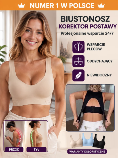 🌟[Rekomendacja Fizjoterapeutów]Codzienny Biustonosz na Garbienie się | Ultraelastyczny, Niewidoczny Pod Ubraniem + Push-Up