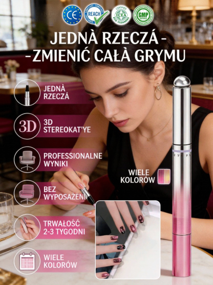 💅Leniwy 3D długopis do paznokci z efektem kociego oka| Efekt Kociego Oka bez Lampy UV (Trwałość 3 Tygodnie)✨