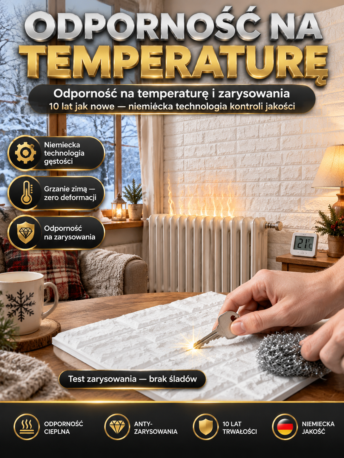 🧱 [Mega Promocja -50%] Samoprzylepne Panele Ścienne 3D Cegła • Wodoodporne i Zmywalne • Szybki Remont w 10 Minut!