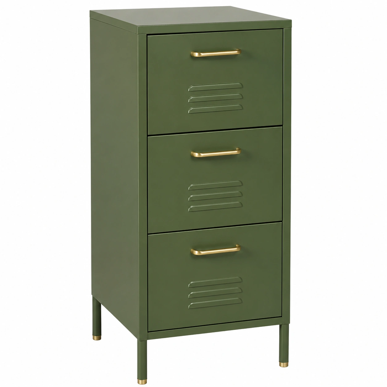 Archivador metalico Verde oliva de 3 cajones-novelvora