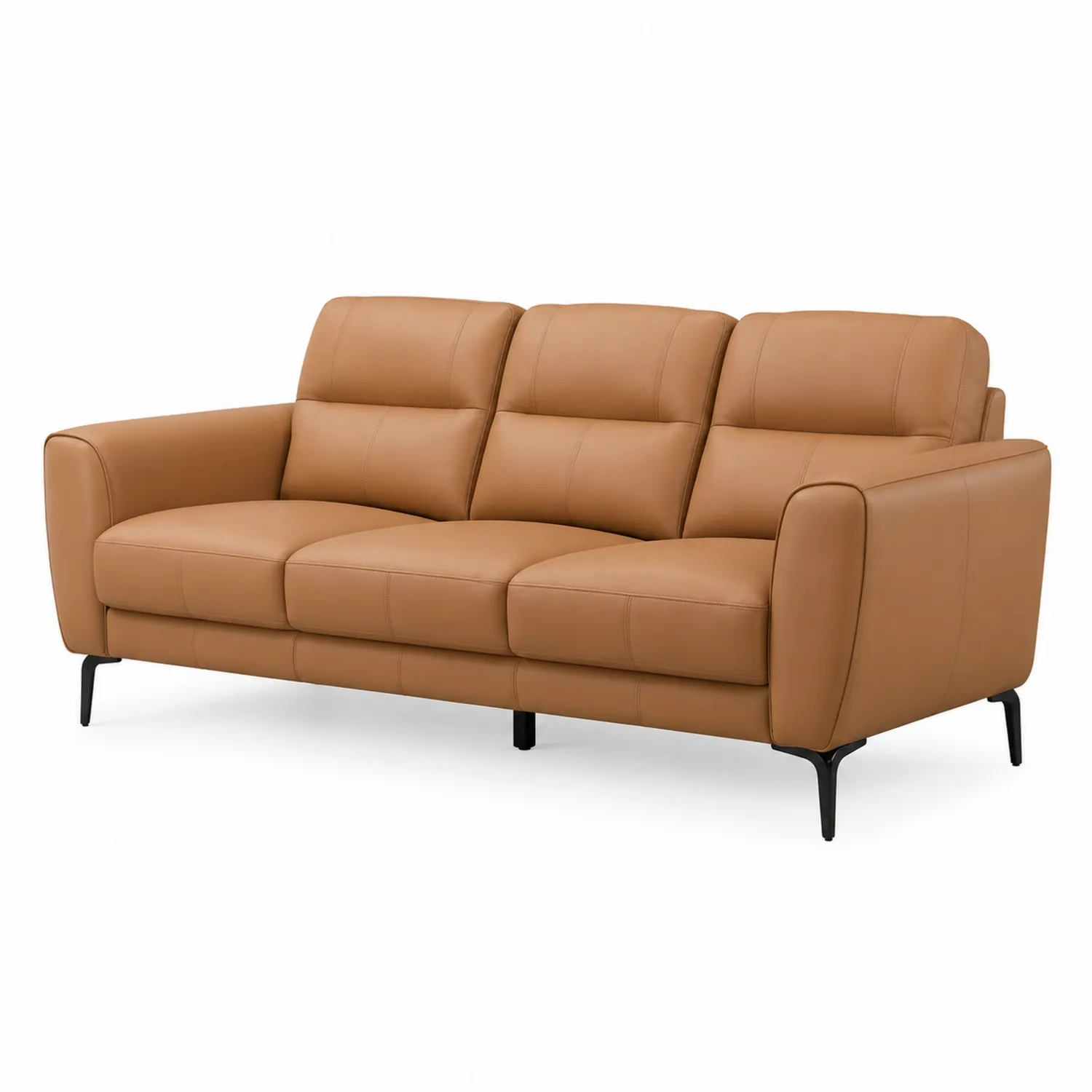 Sofa trzyosobowa ze skóry ekologicznej brązowa 210cm