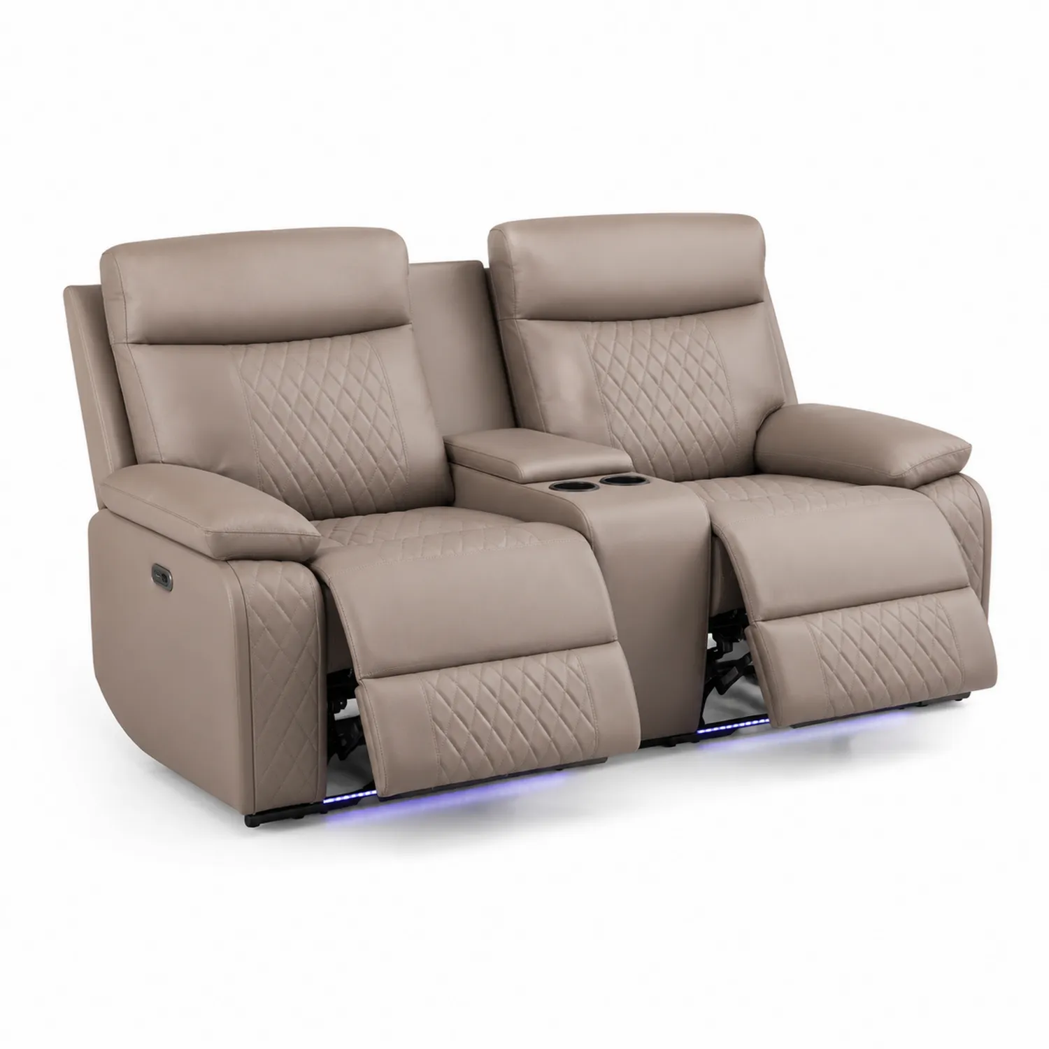Dwuosobowa sofa rozkładana ze skóry ekologicznej Beżowa