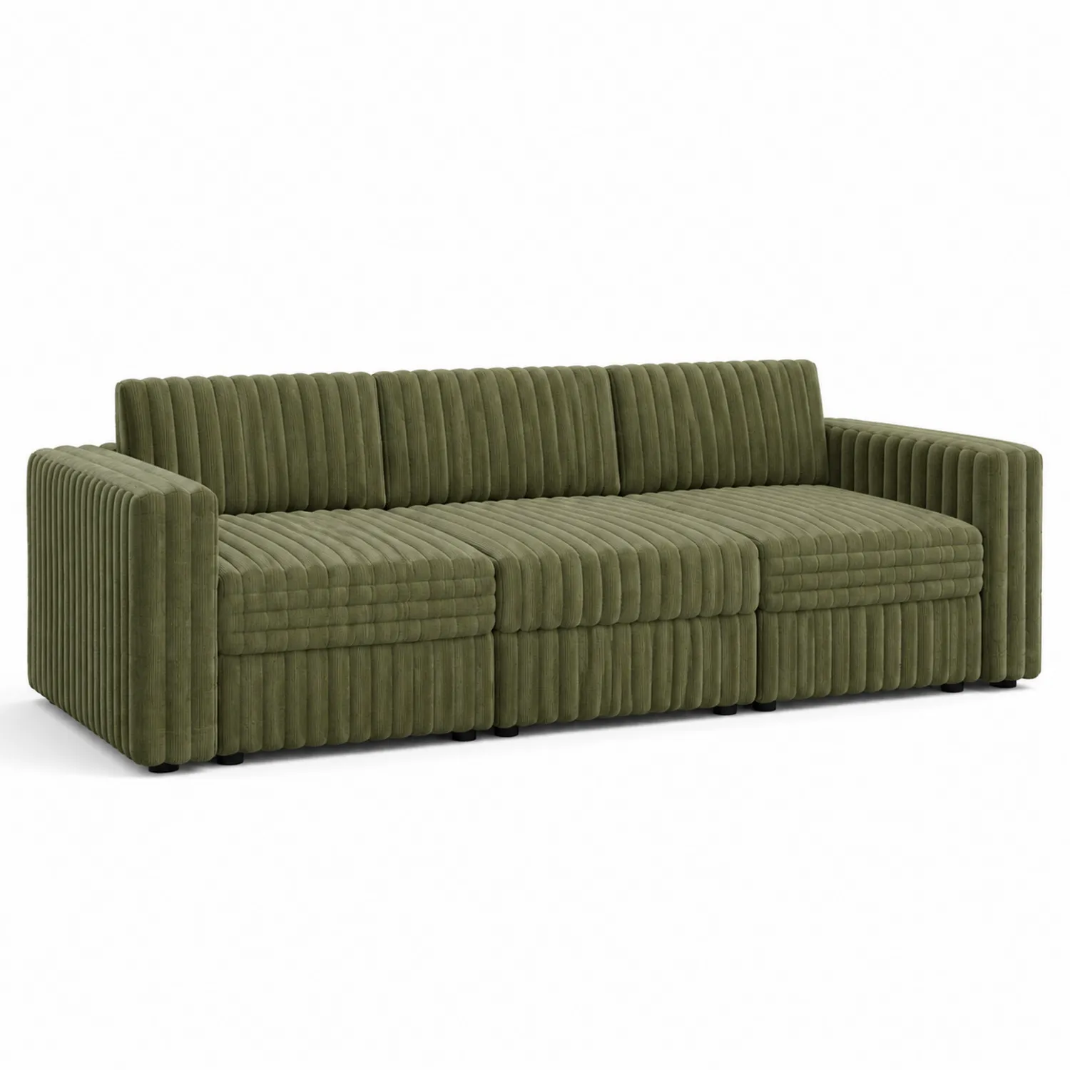 Sofa trzyosobowa modułowa z tkaniny zielona