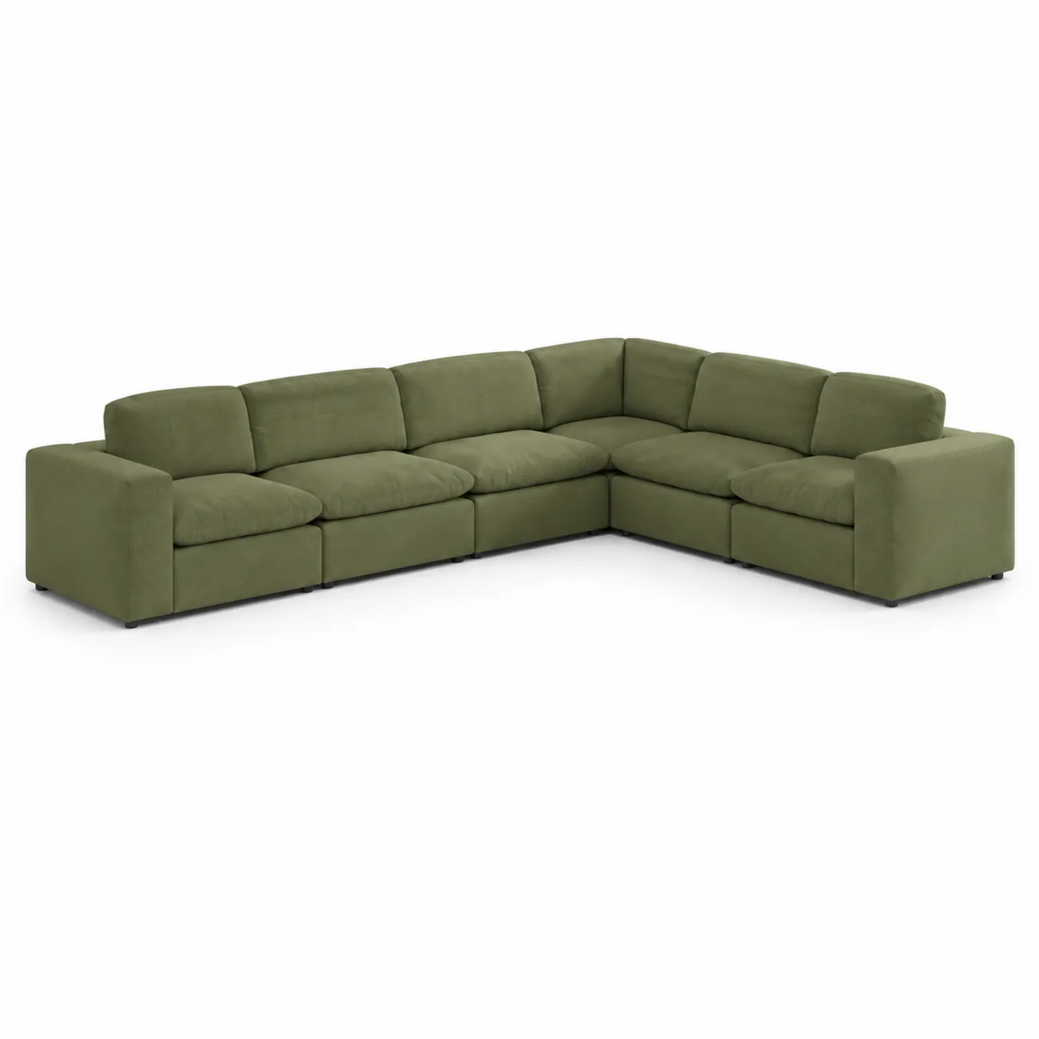 Sofa narożna modułowa zielona tkanina poliestrowa