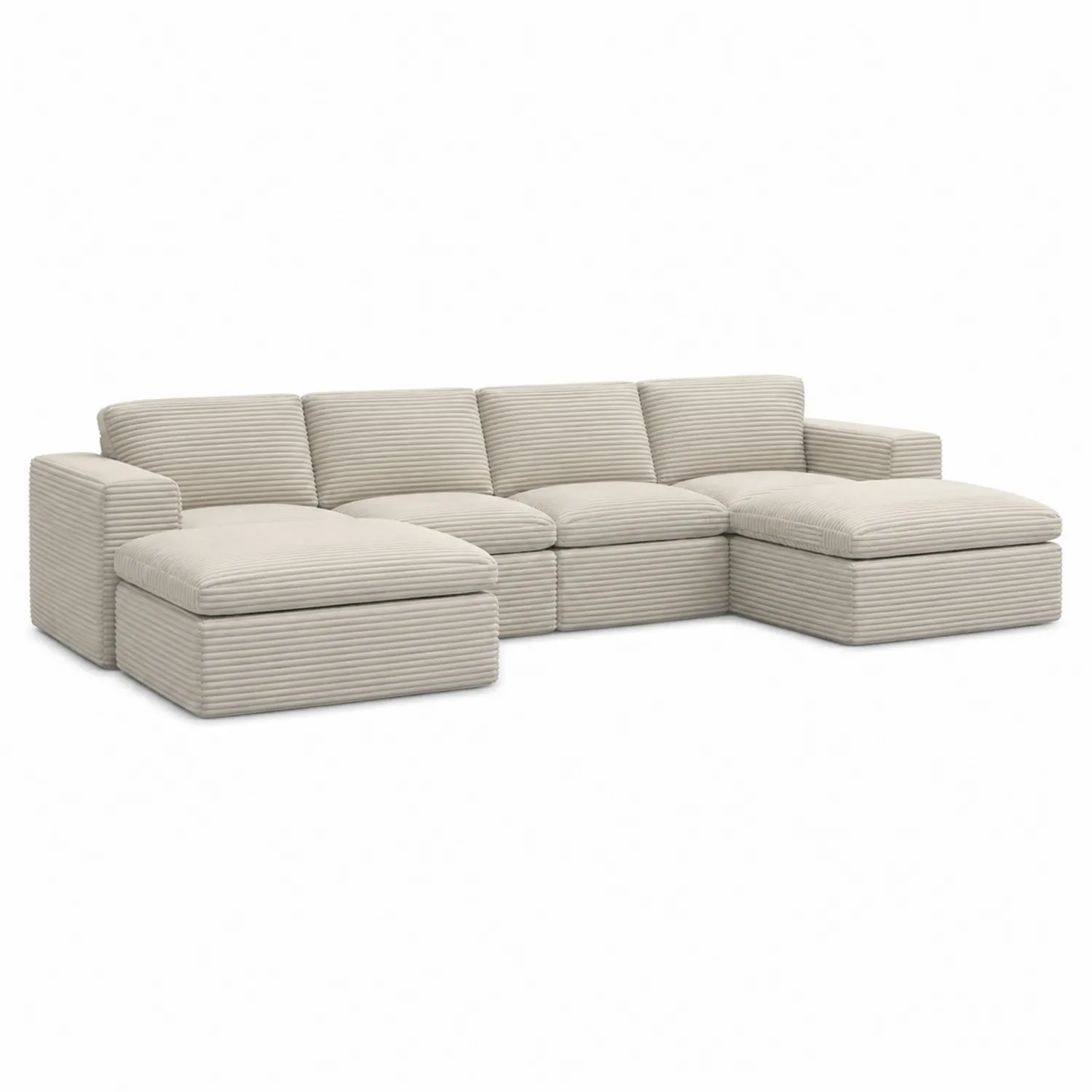 Sofa narożna z tkaniny sztruksowej Beżowa 300x90x95 cm