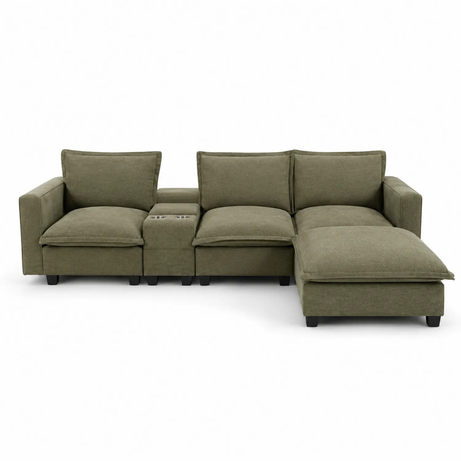Sofa modułowa narożna tkanina zielona 300x200 cm